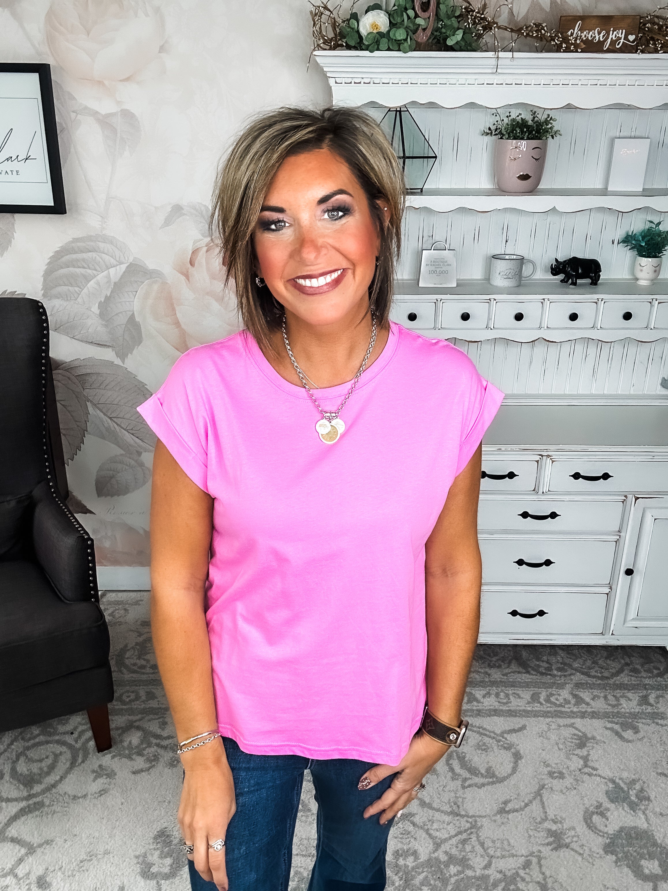 Up All Night Short Sleeve Tee - Candy Pink