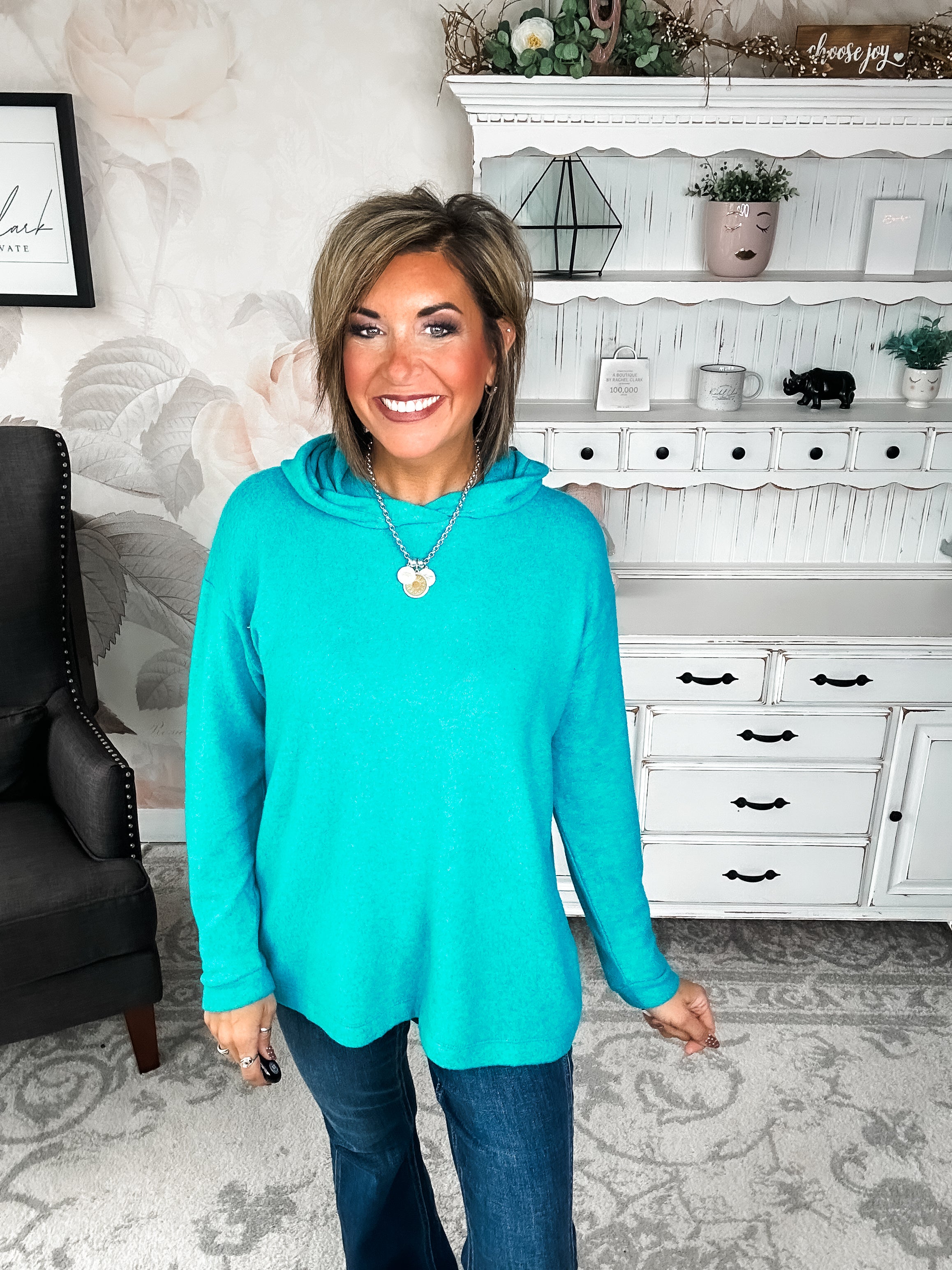 Shop Til Sunrise Sweater- Light Teal
