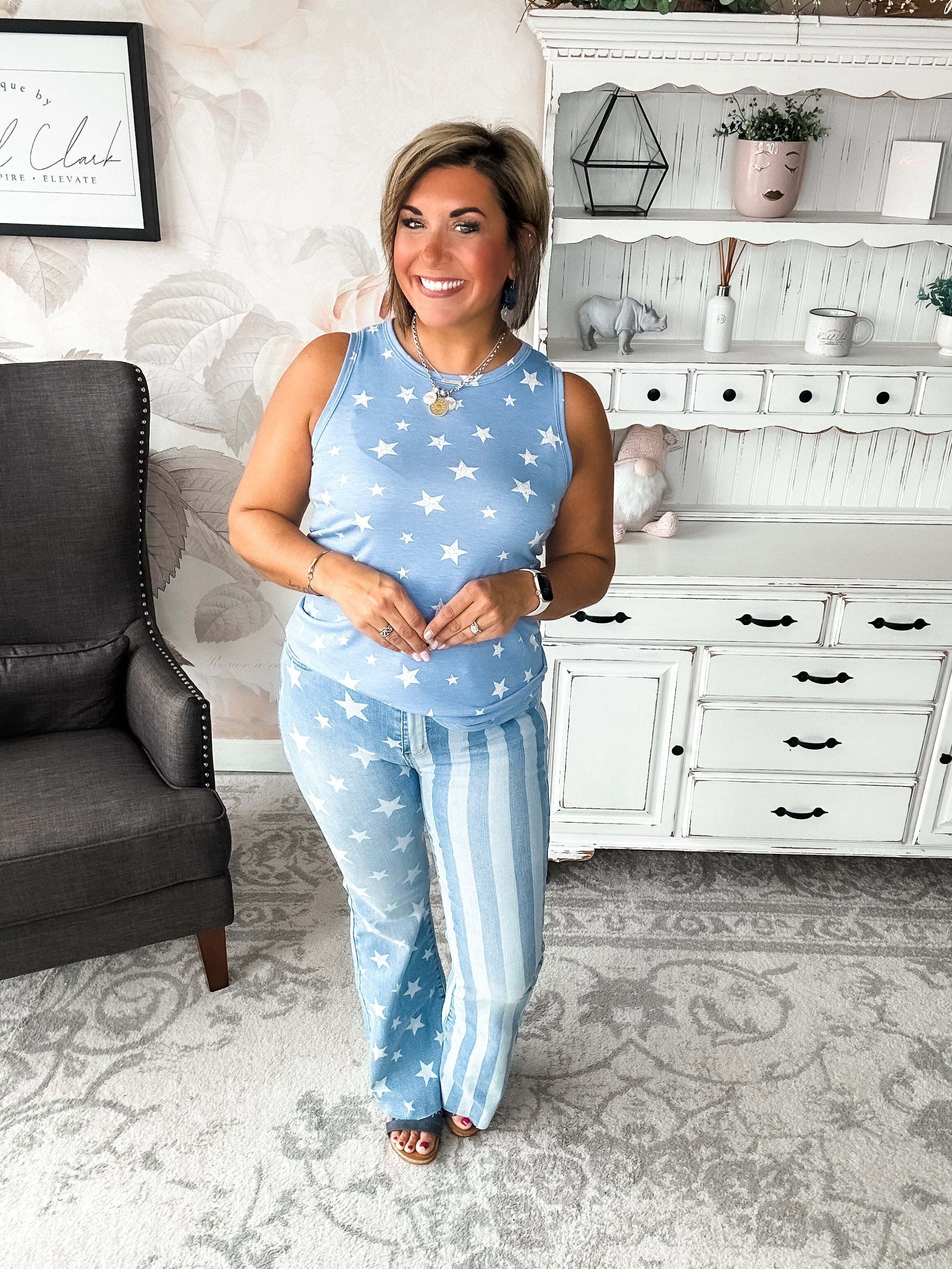 Stars Will Shine Muscle Tank - Powder Blue