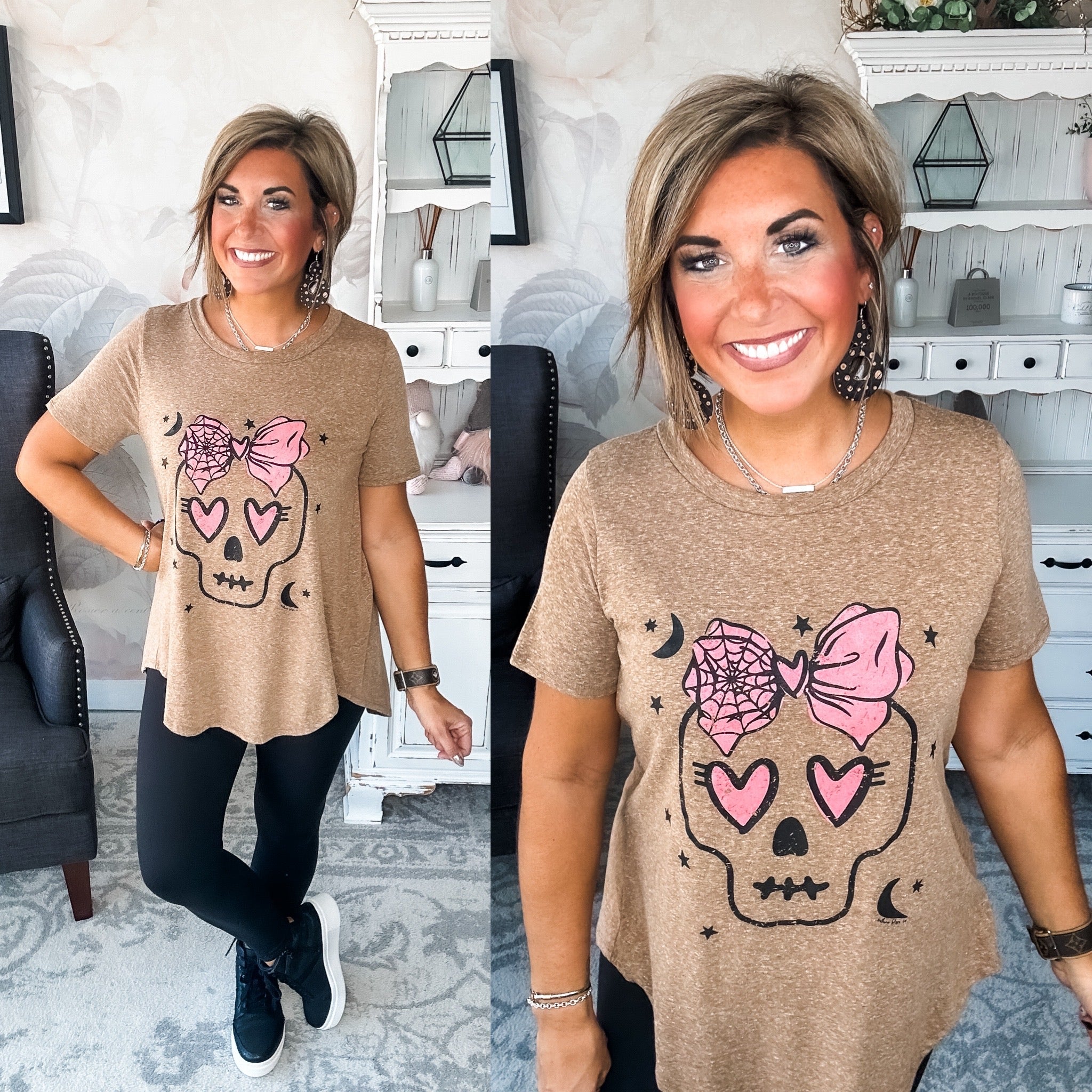 Boujee Skull Scoop Neck Graphic Tee