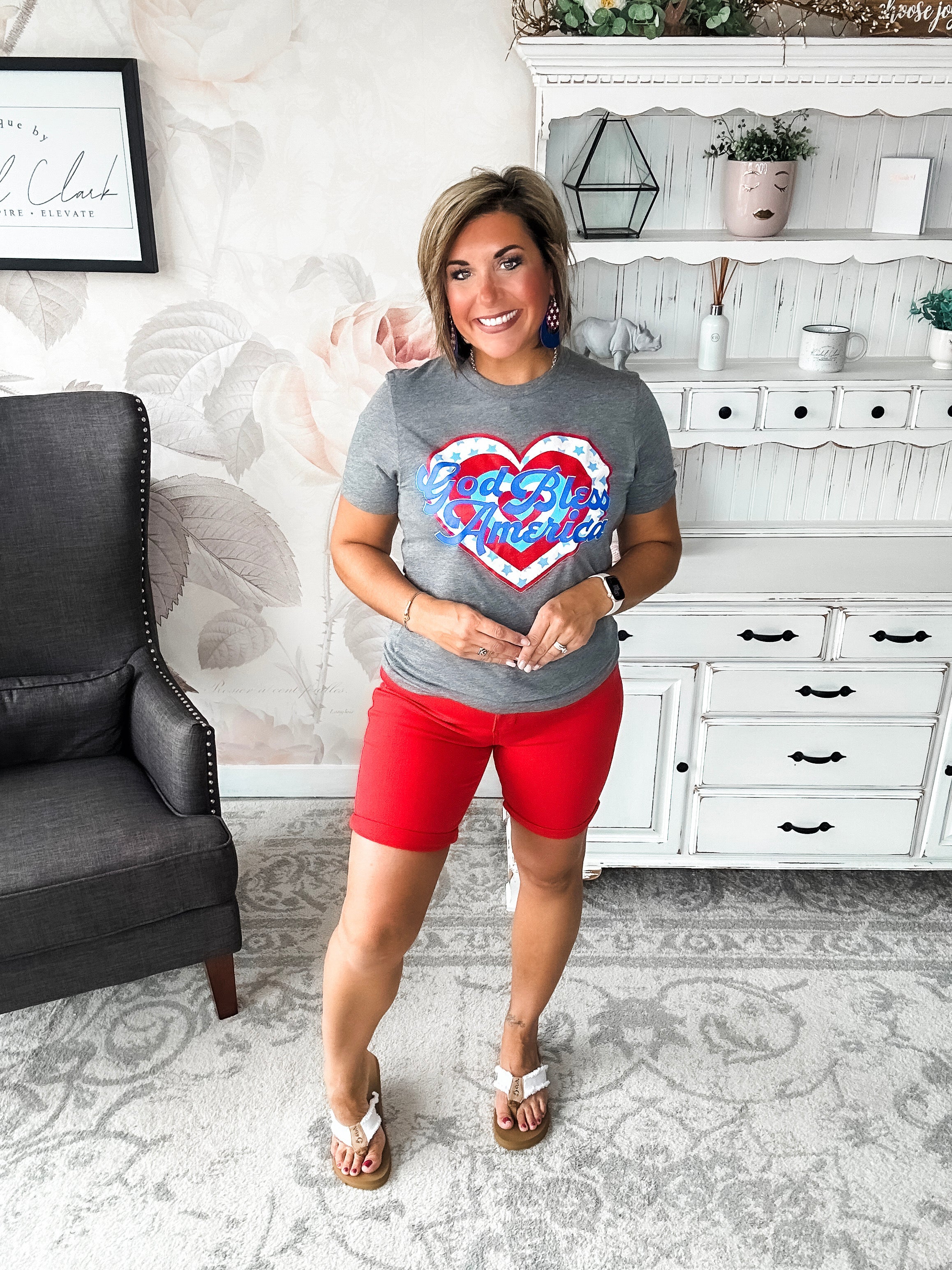 God Bless America Heart Graphic Tee