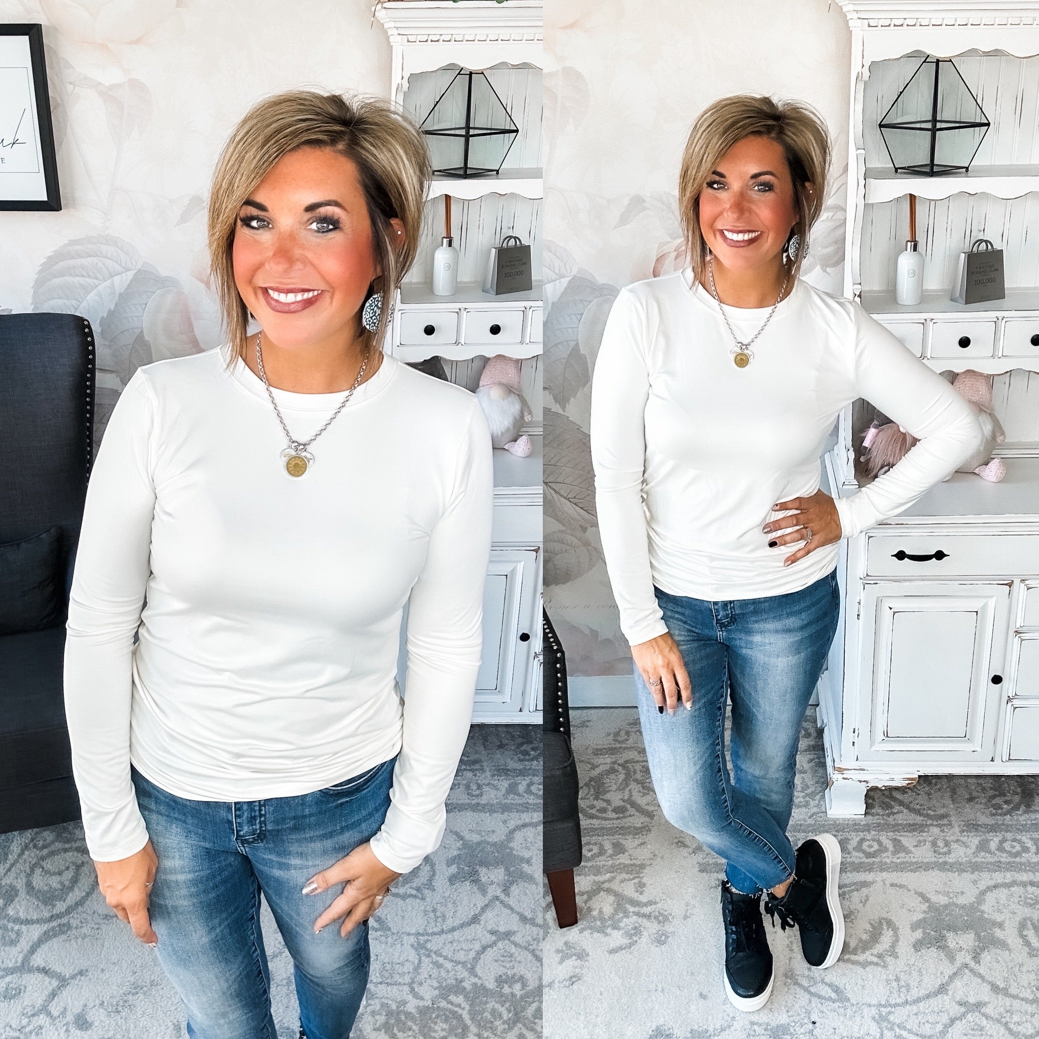 Happy Now Long Sleeve Tee - Ivory