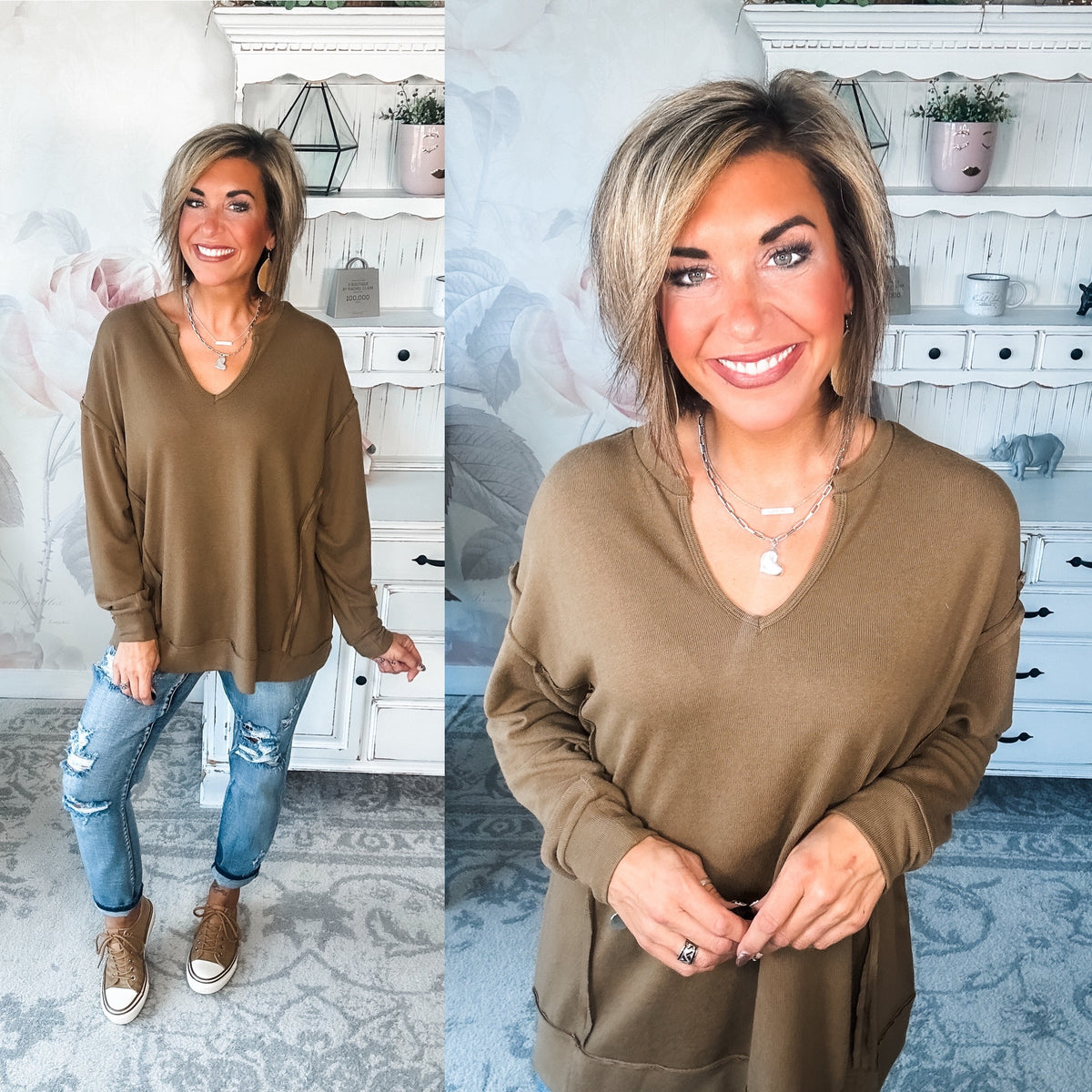 Worth the Wait Pullover - Olive