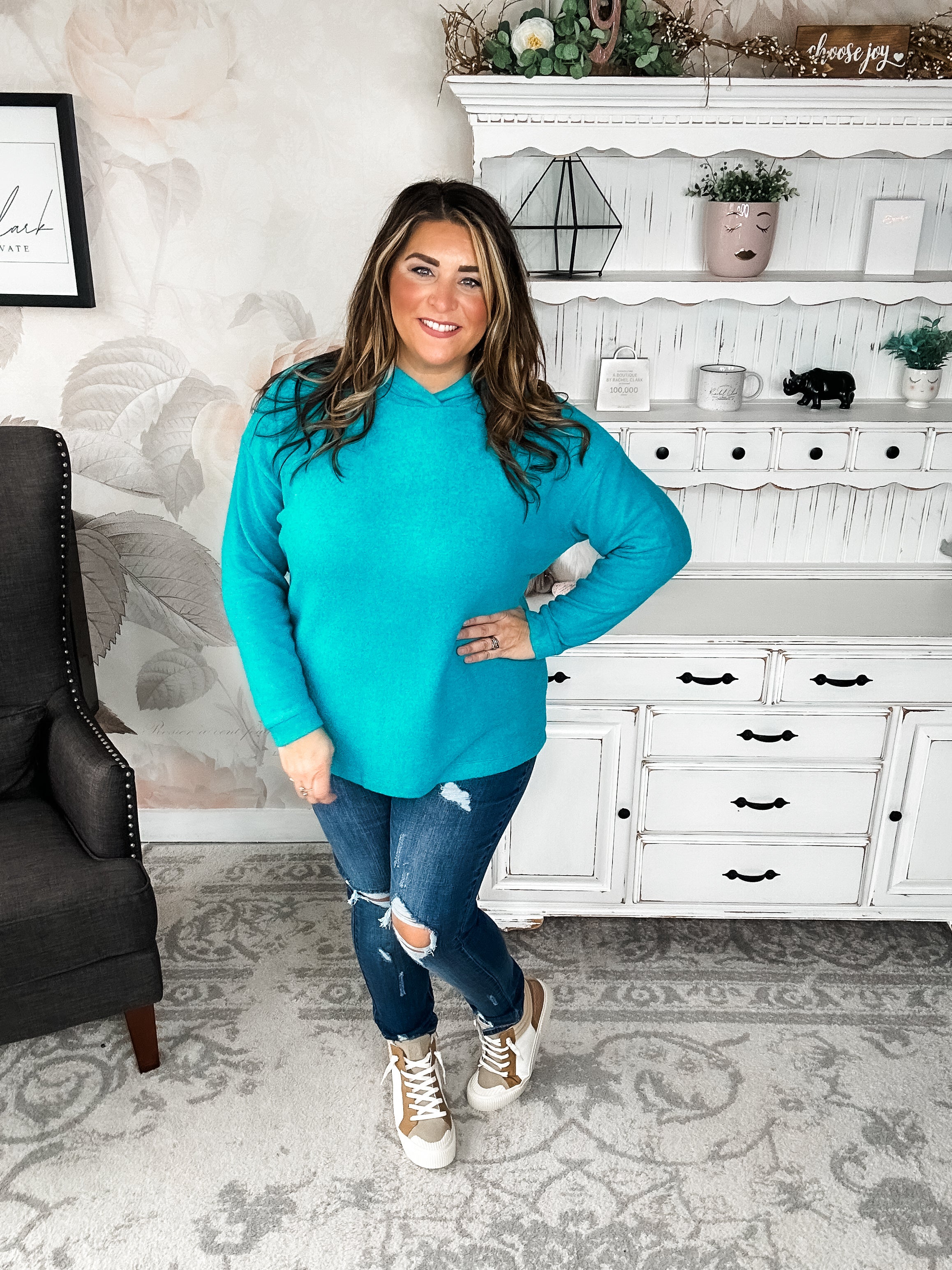 Shop Til Sunrise Sweater- Light Teal