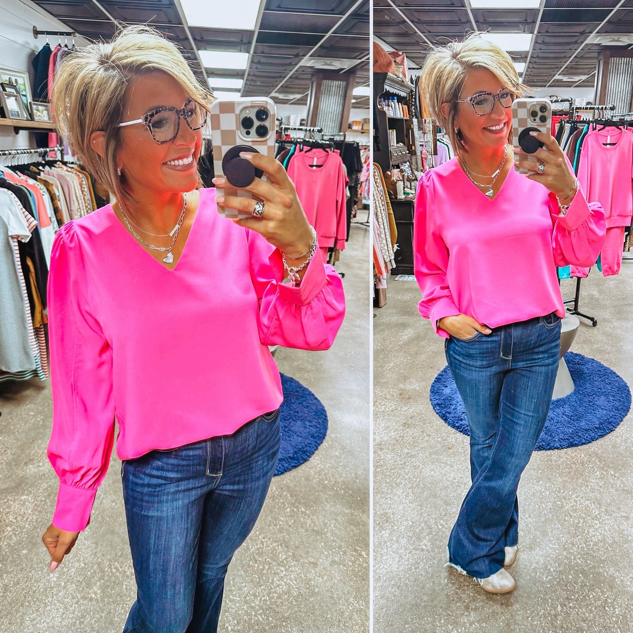 Make a Connection Blouse - Hot Pink