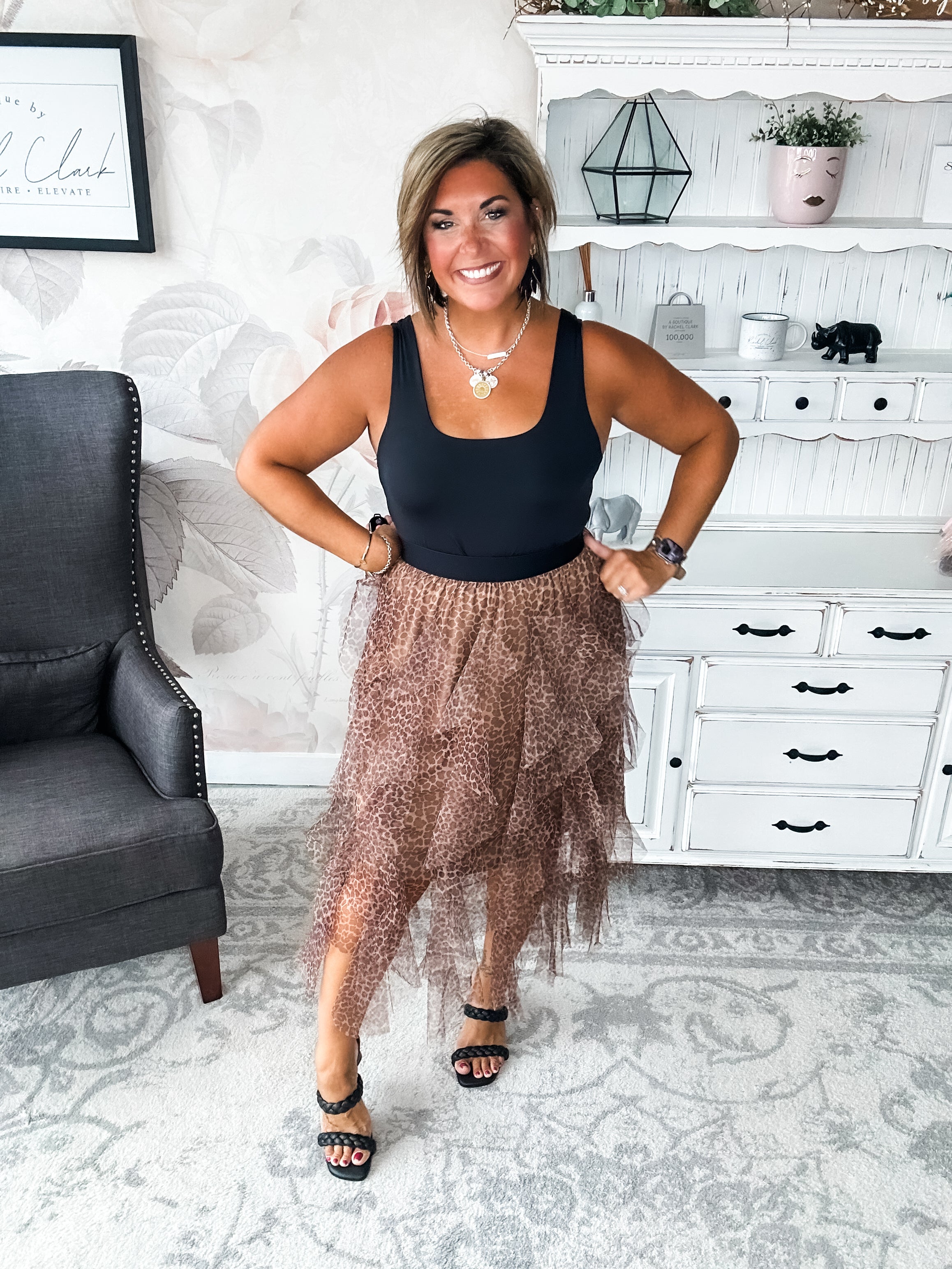 Never Change Mesh Leopard Skirt