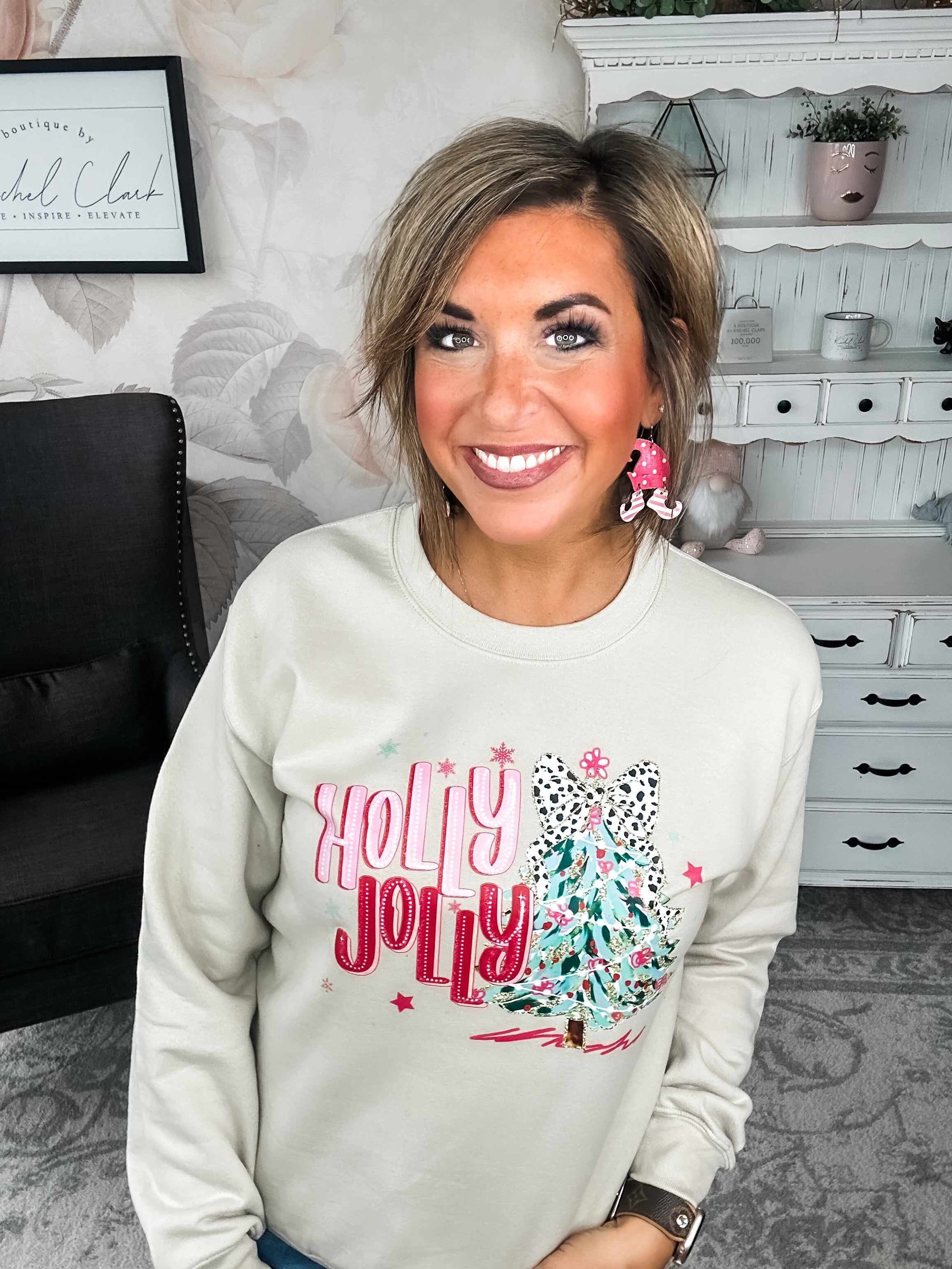 Holly Jolly Sparkle Tree Pullover Sweatshirt
