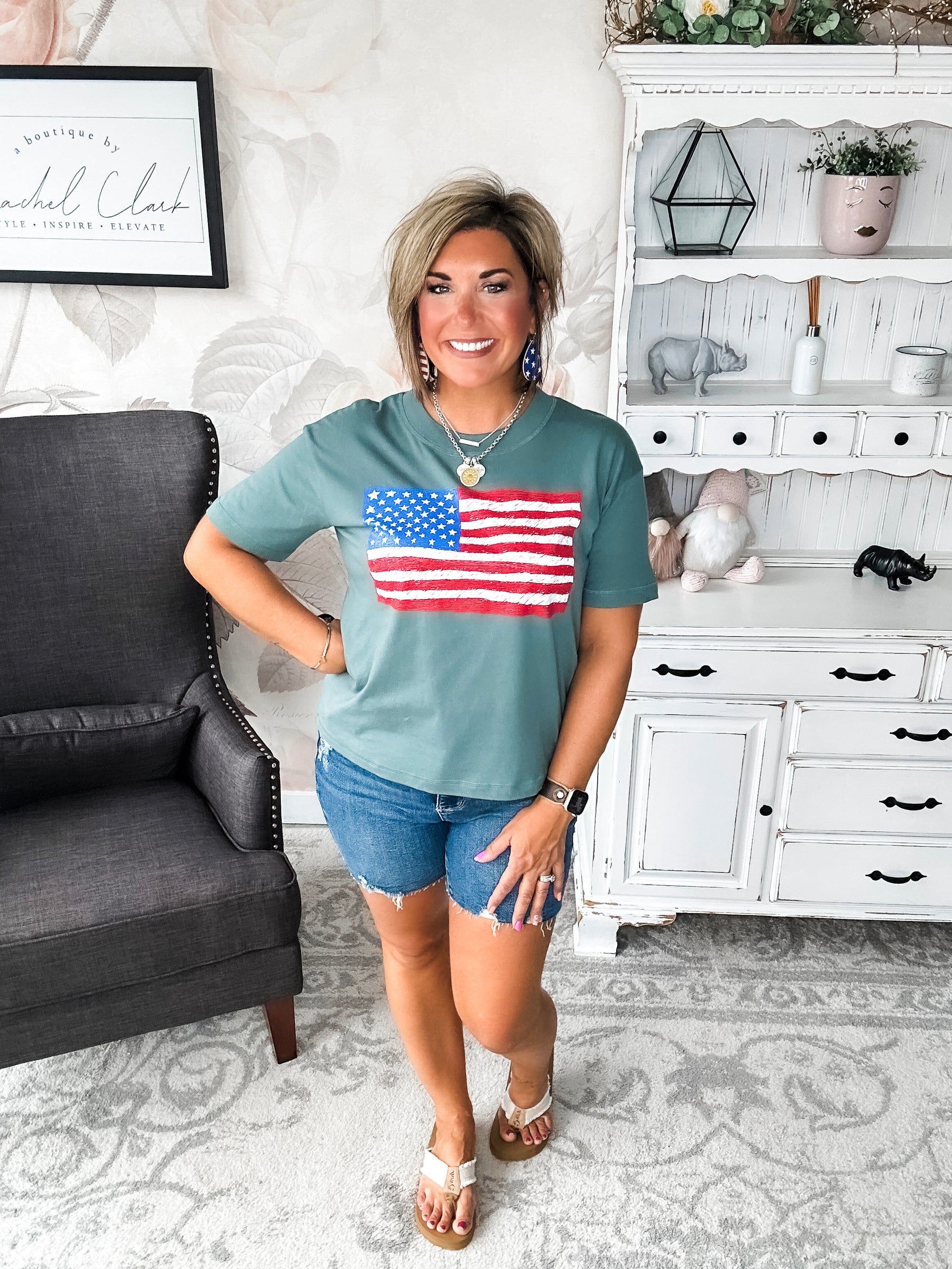 Sketch the Flag Graphic Boyfriend Tee