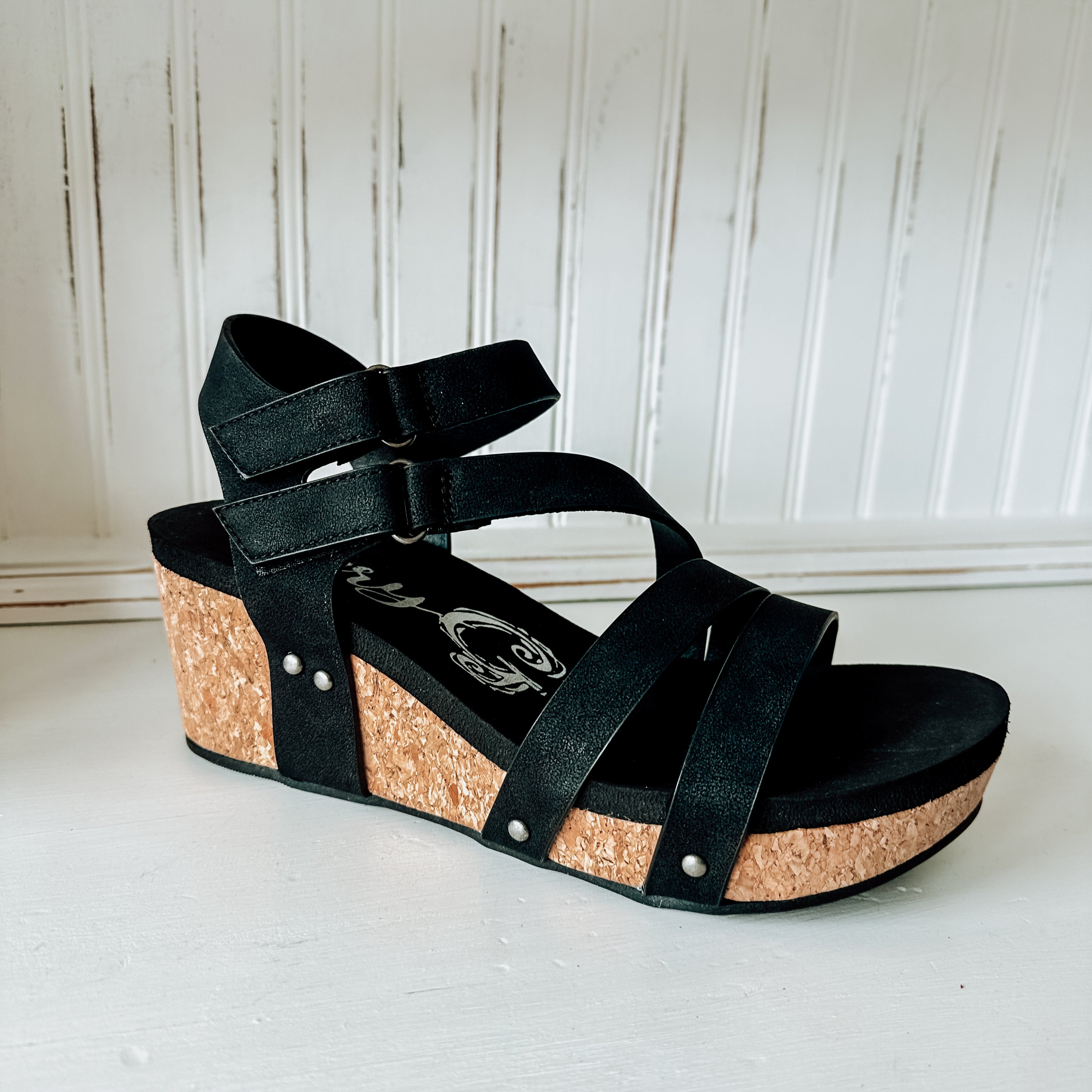 Hariett Wedge Sandal - Black