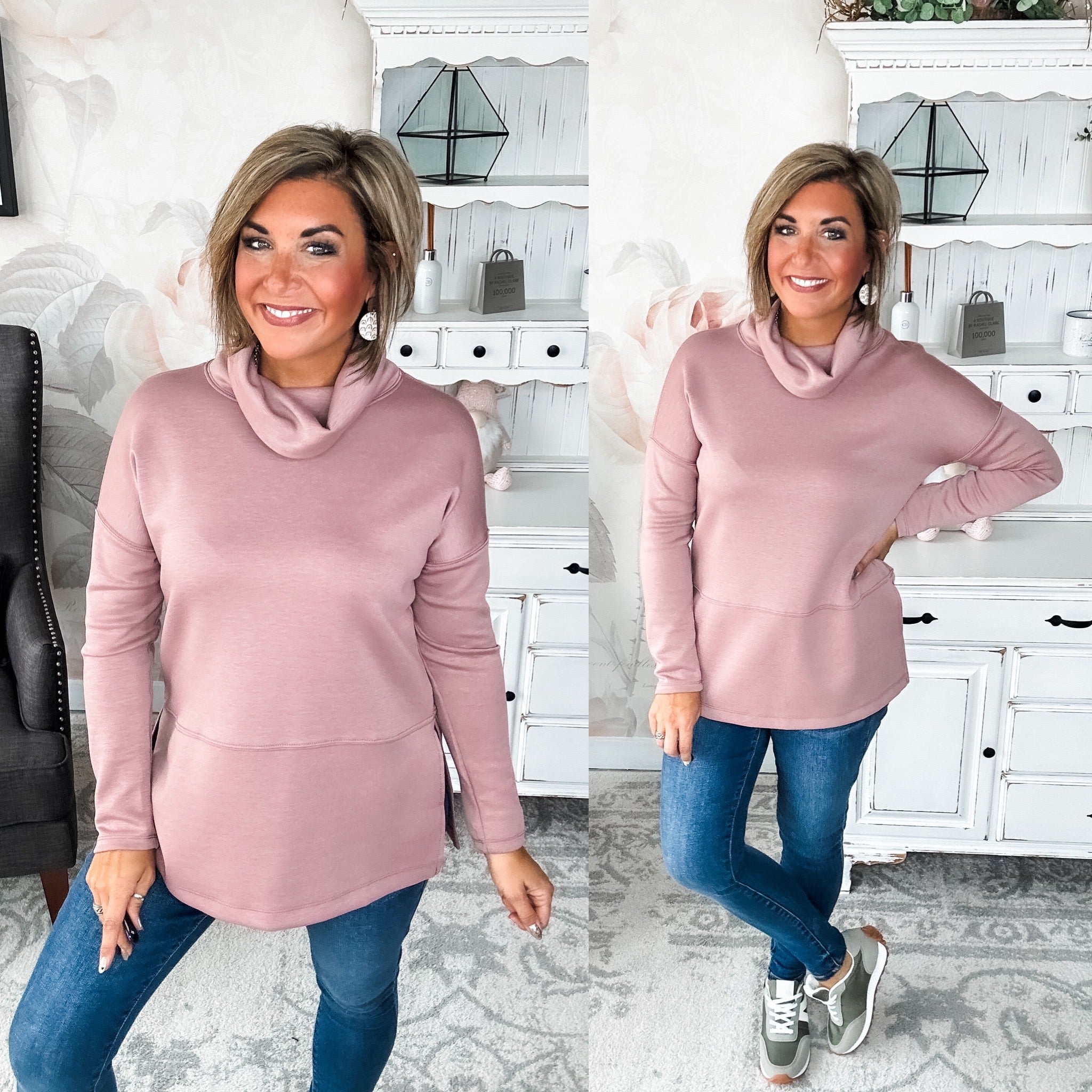 Cozy On The Weekend Cowlneck - Mauve