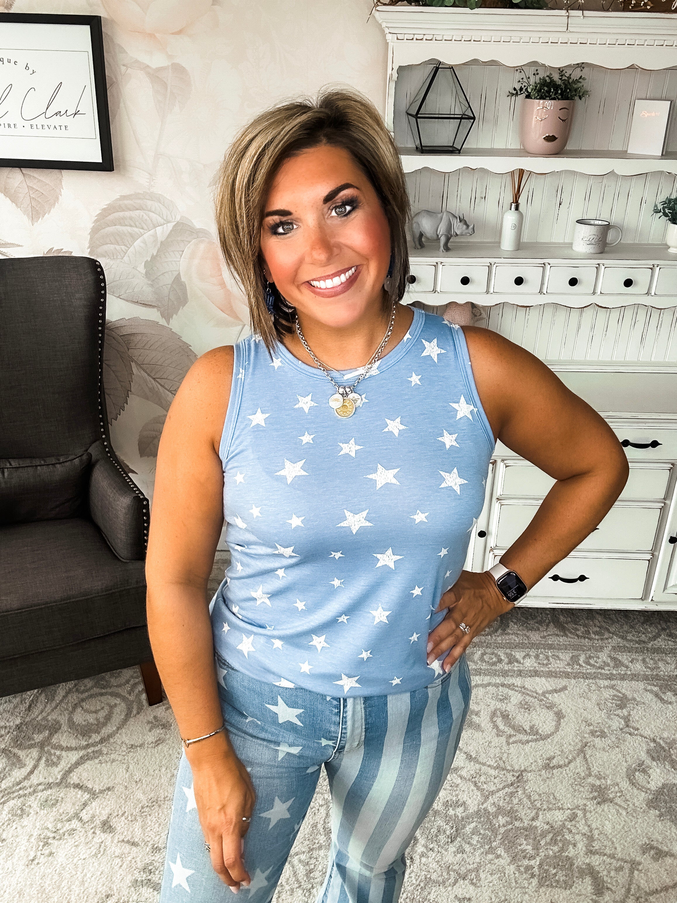 Stars Will Shine Muscle Tank - Powder Blue