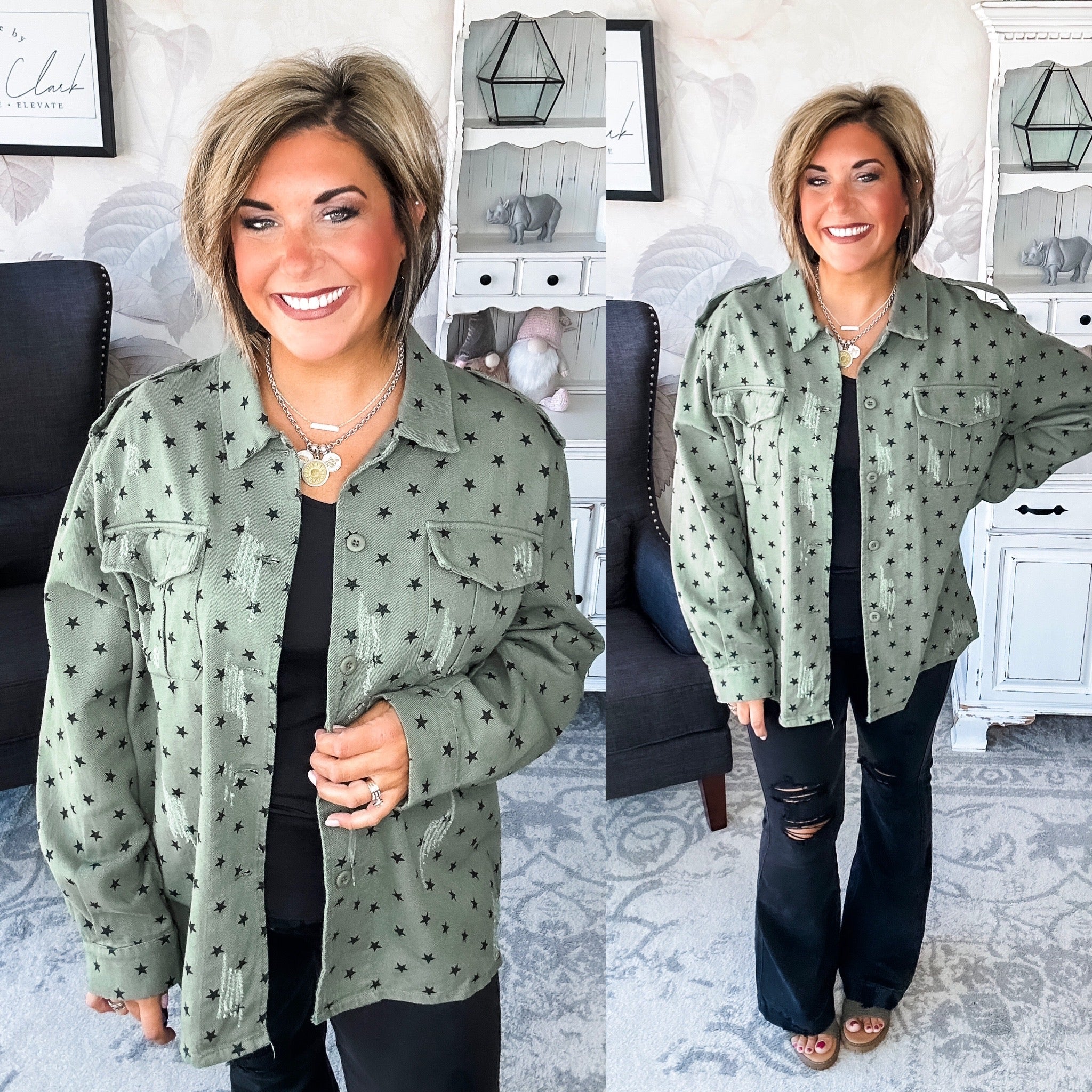 Star of the Show Distressed Shacket