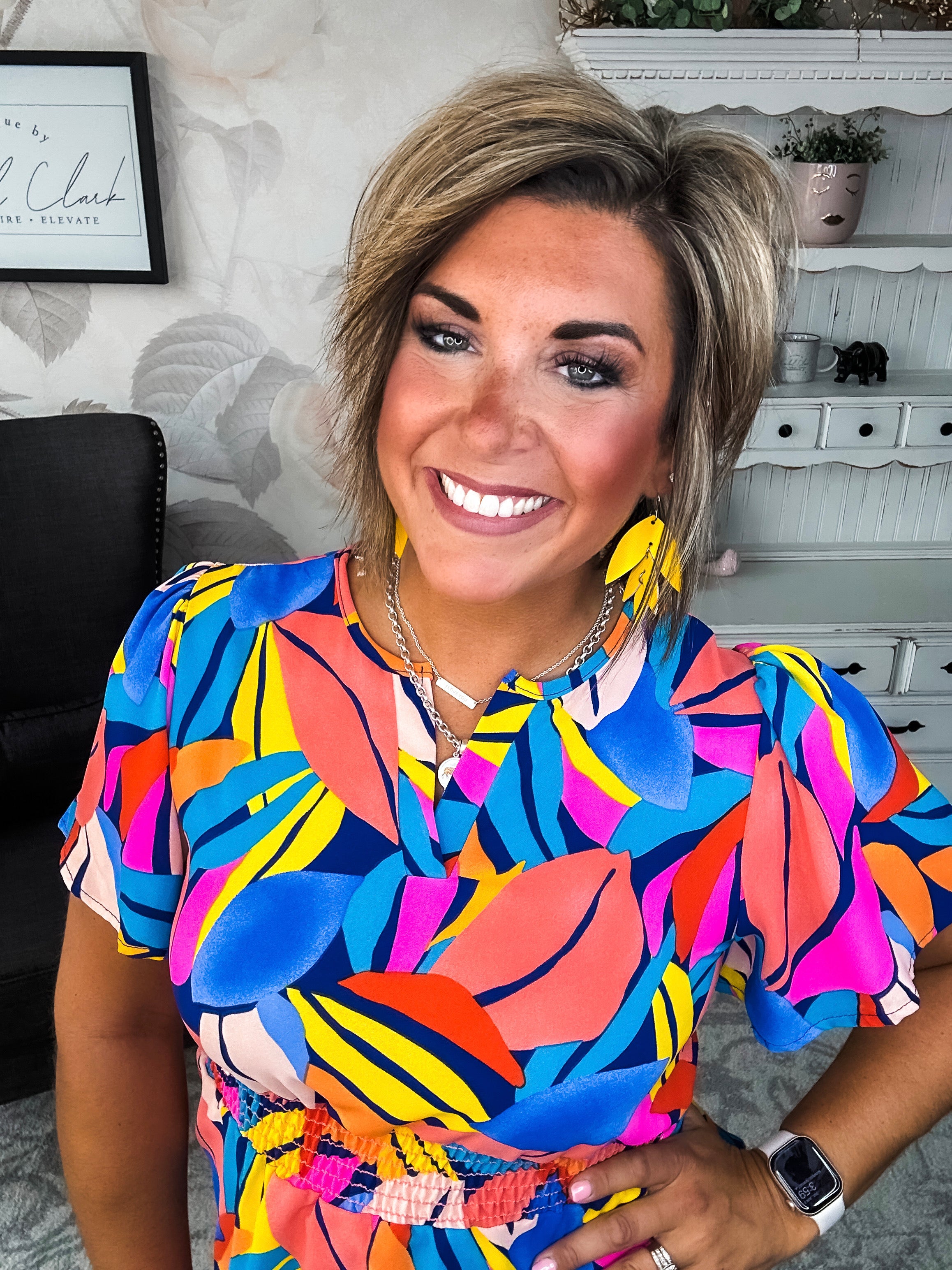 I Will Stay True Blouse - Royal Blue & Coral