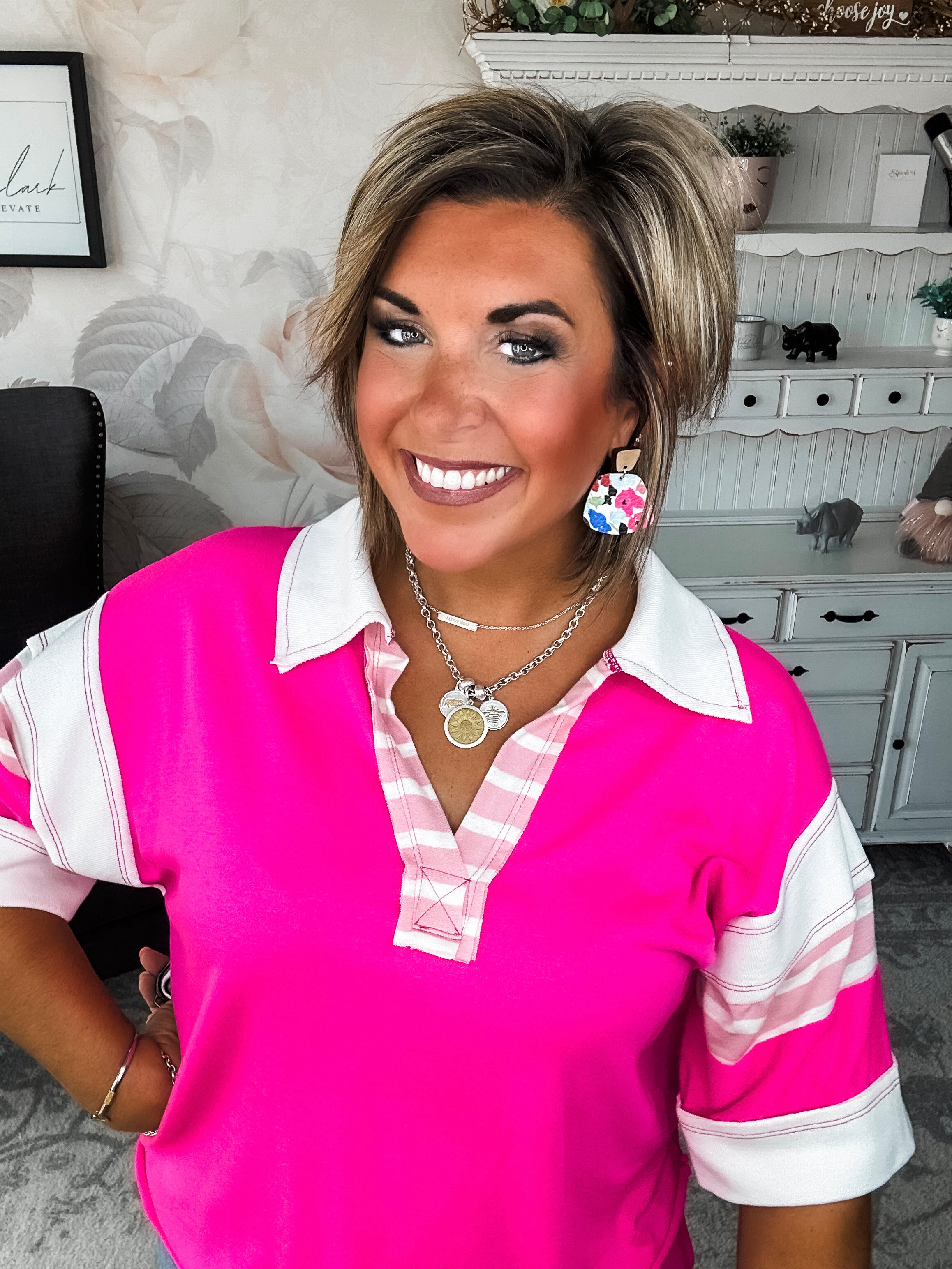 Something Felt Right Pullover - Hot Pink