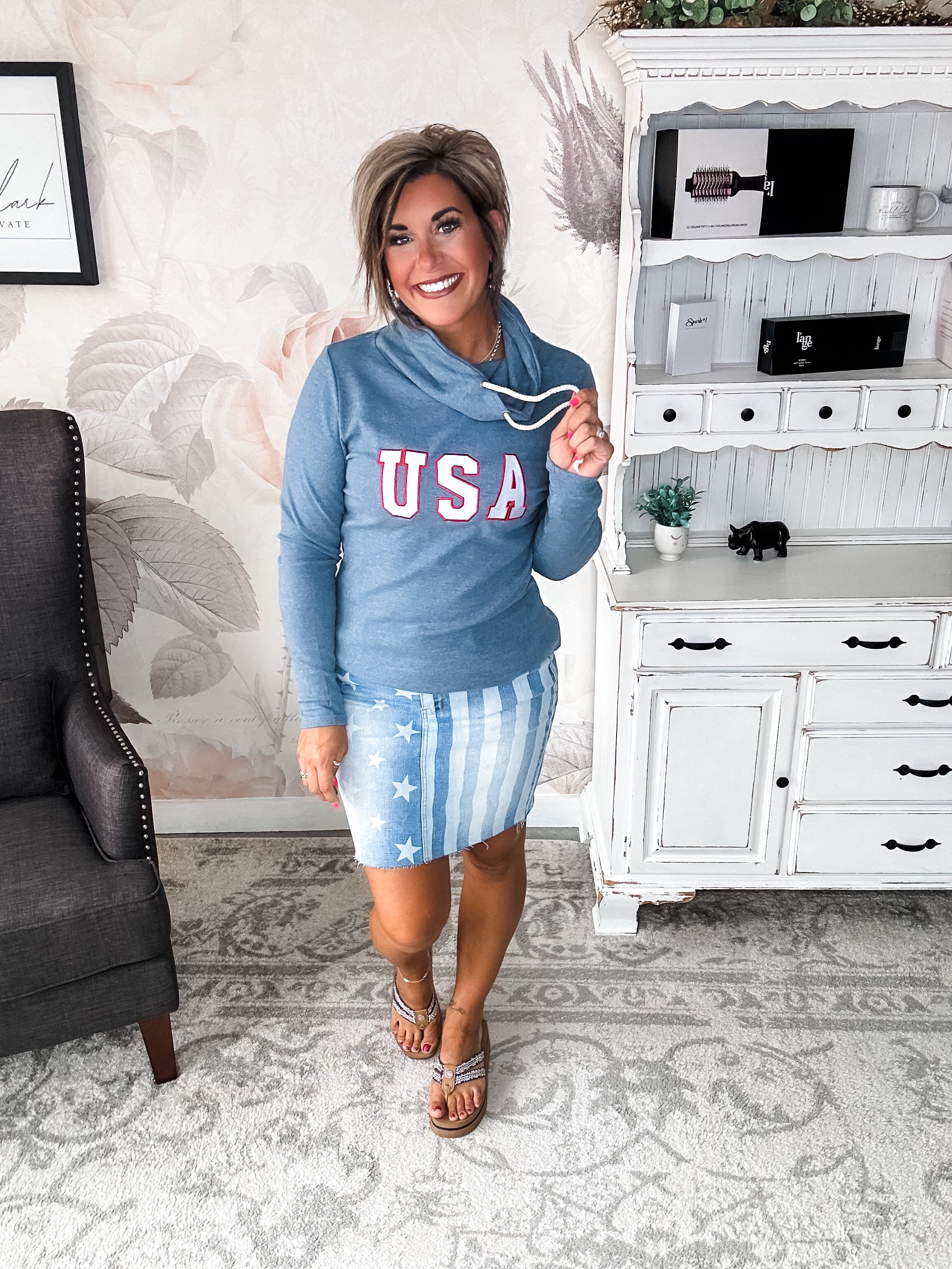 Ampersand Avenue Cowlneck Sweatshirt - Oh Say Can You See
