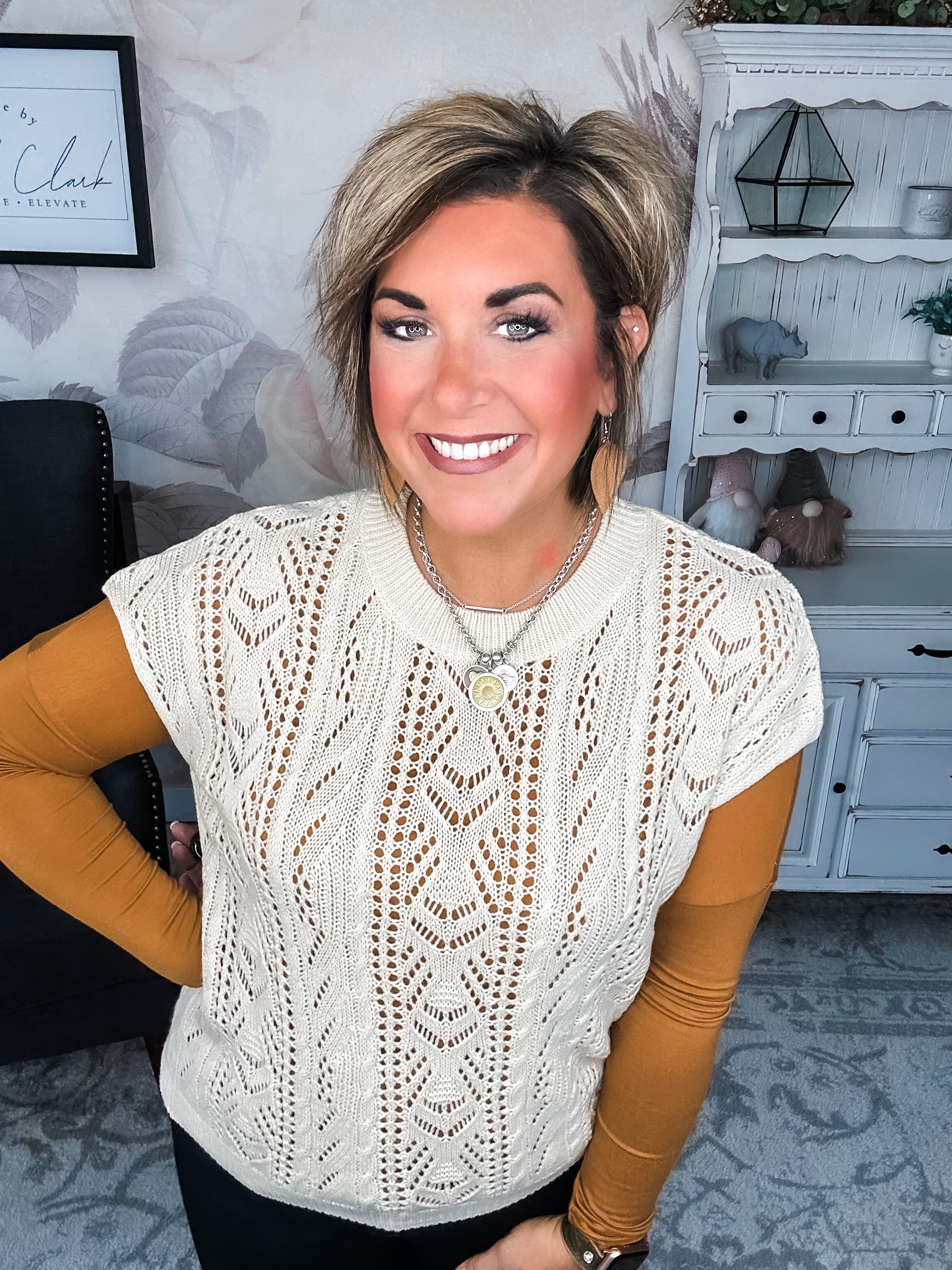 She's Fabulous Long Sleeve Tee - Cognac