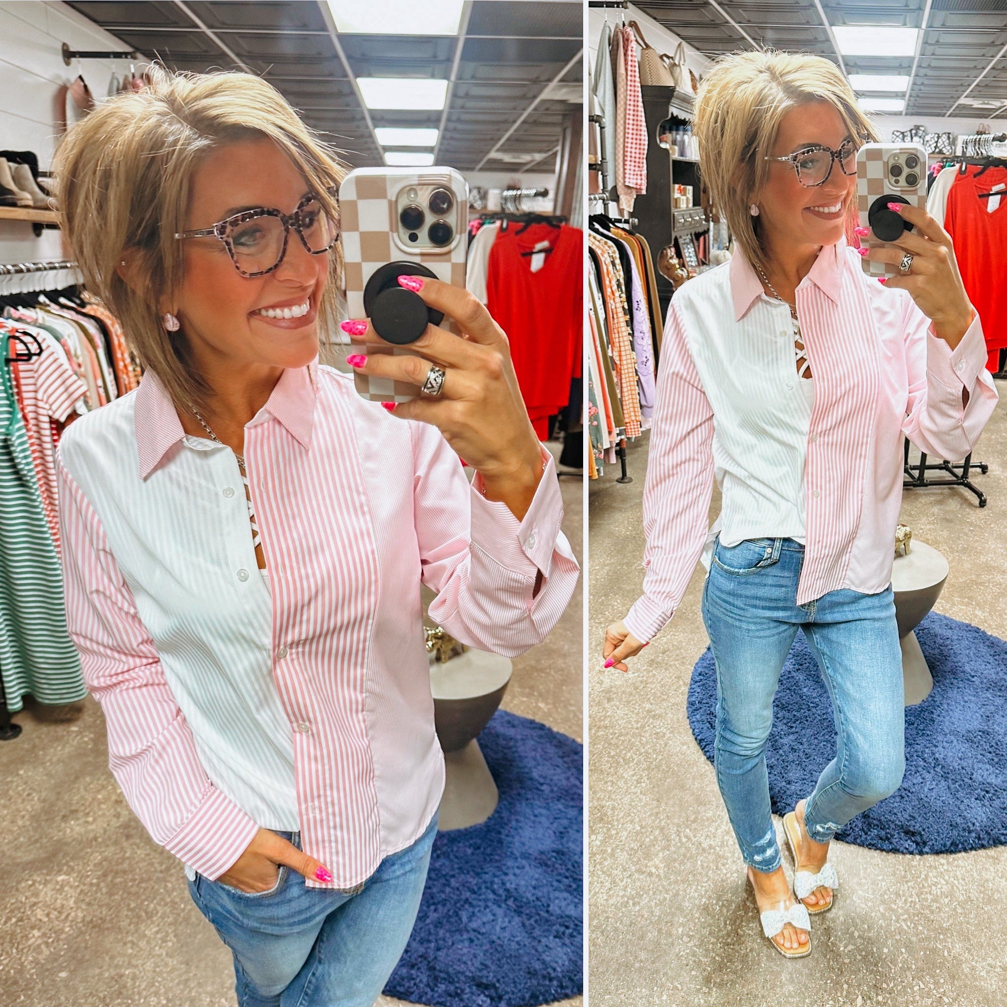 Something About You Colorblock Button Down