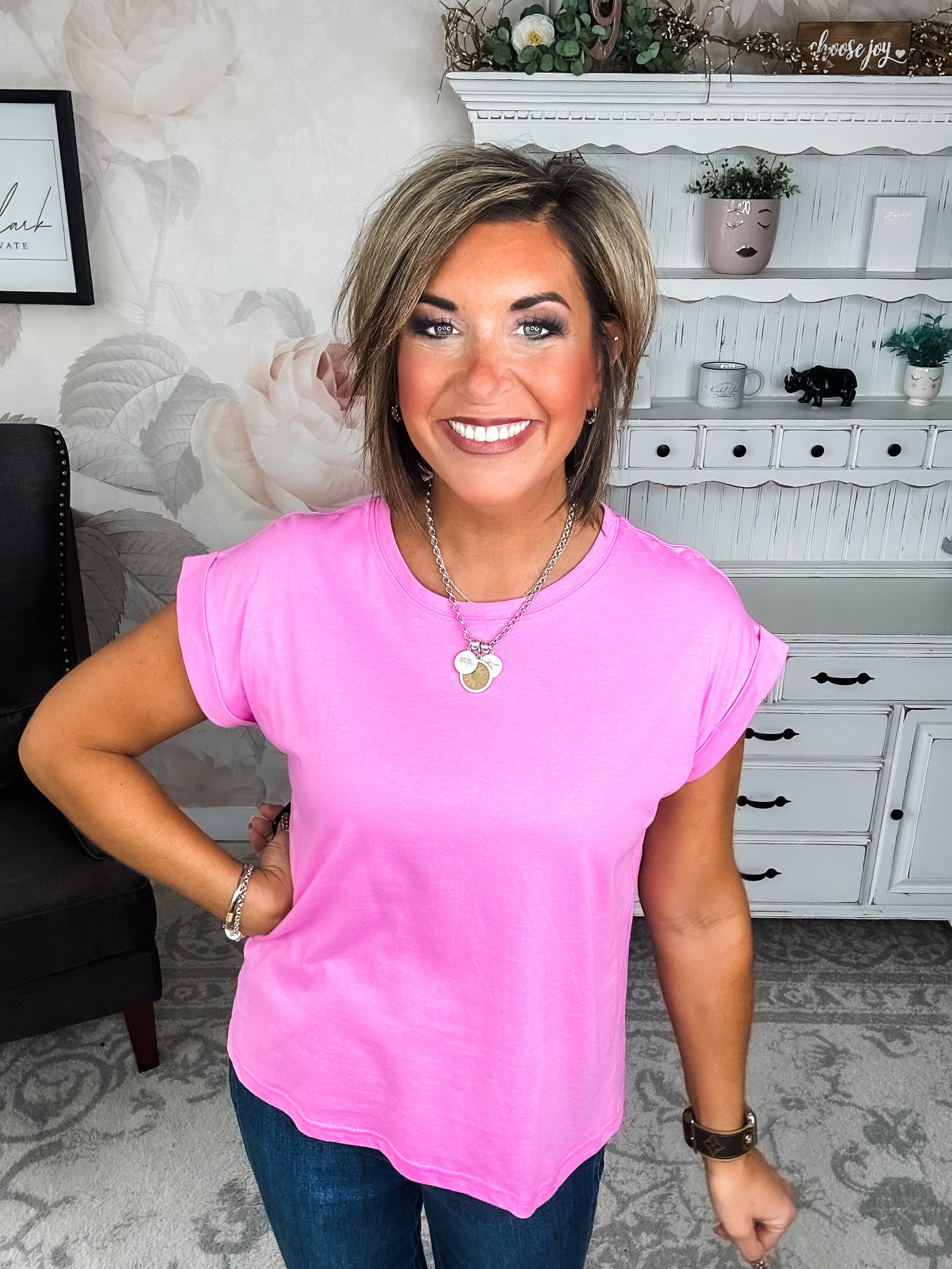 Up All Night Short Sleeve Tee - Candy Pink