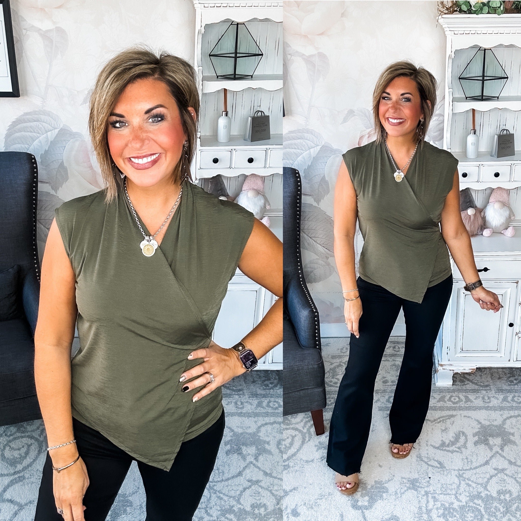 Hopefully Today Crossover Tank - Olive