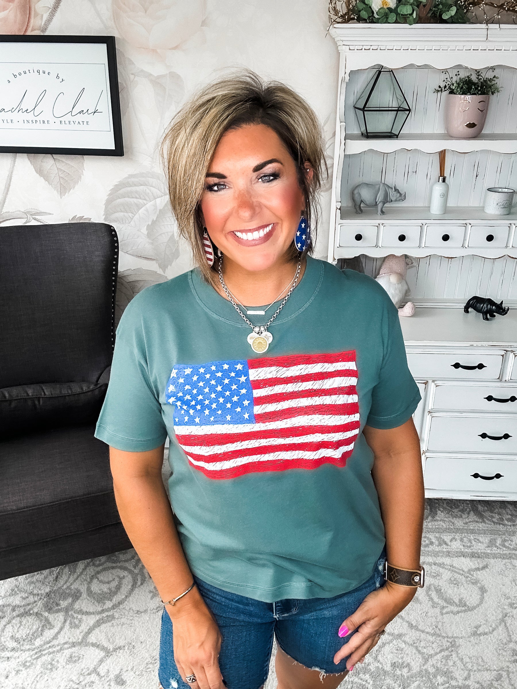 Sketch the Flag Graphic Boyfriend Tee