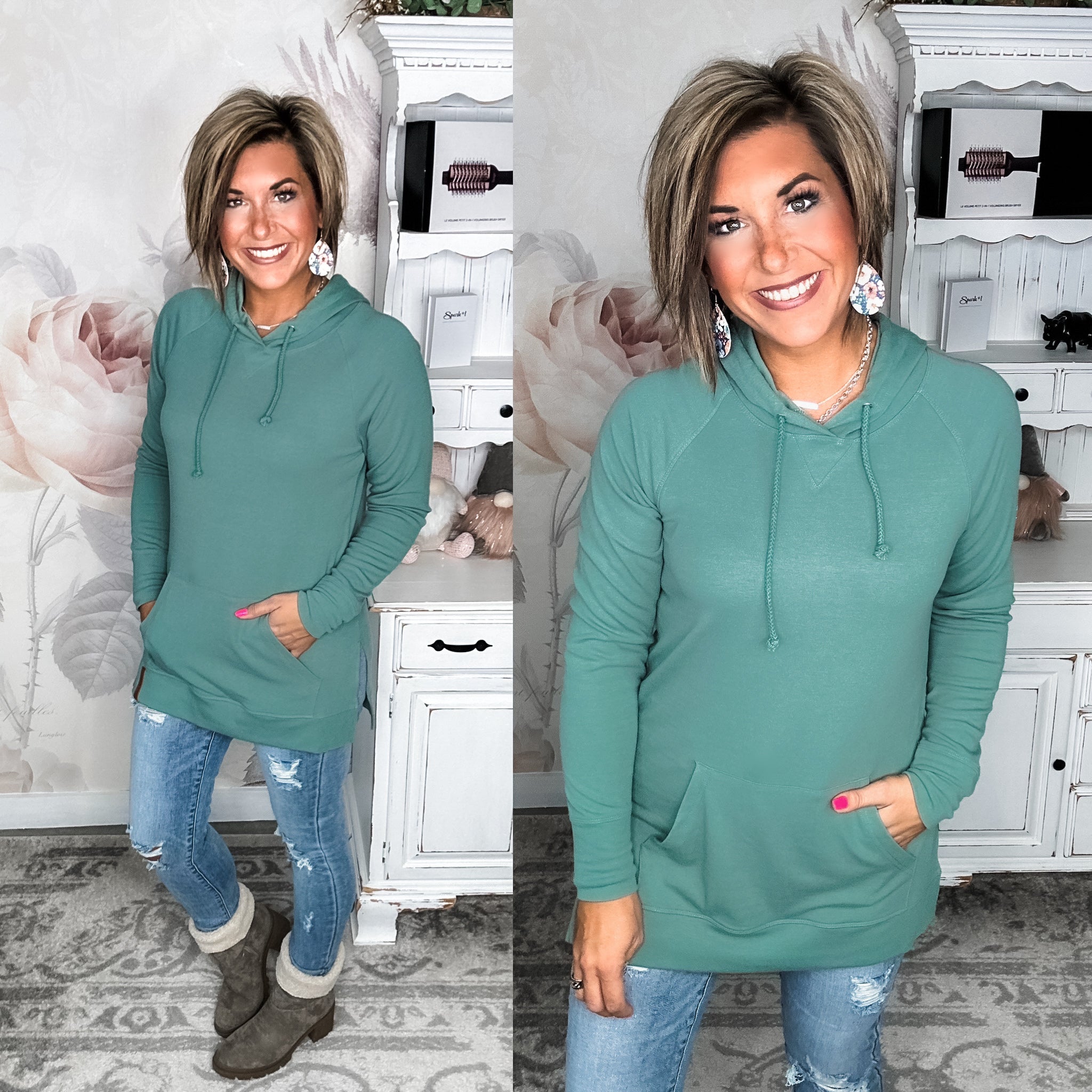 Ampersand Avenue SideSlit Hoodie - Chive