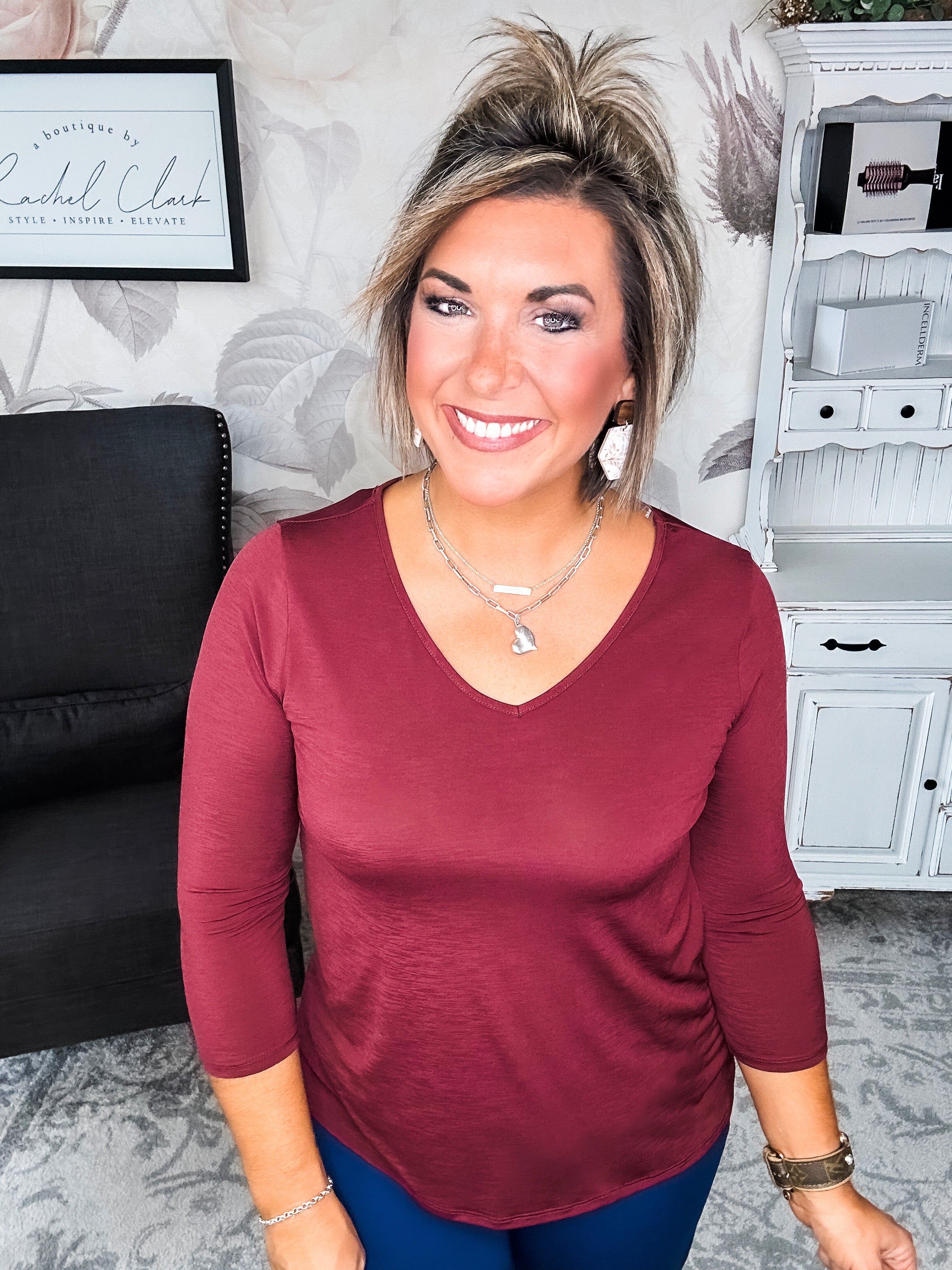 Find The Answer V-neck Top - Wine