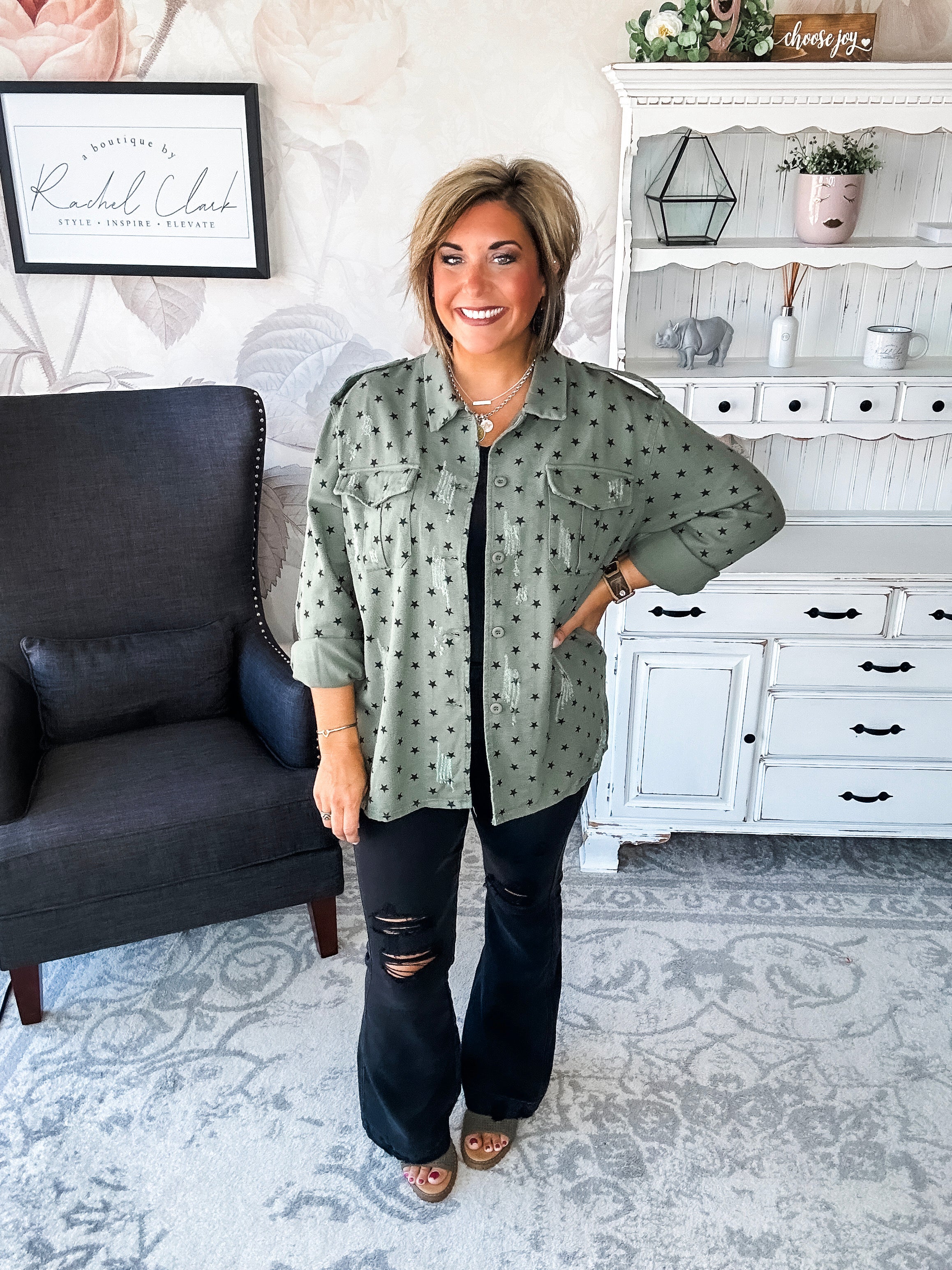 Star of the Show Distressed Shacket