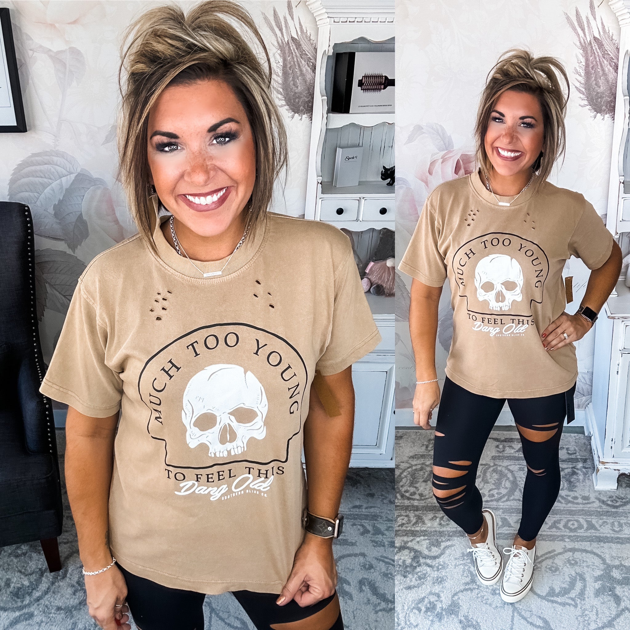 Much Too Young Destroyed Graphic Tee