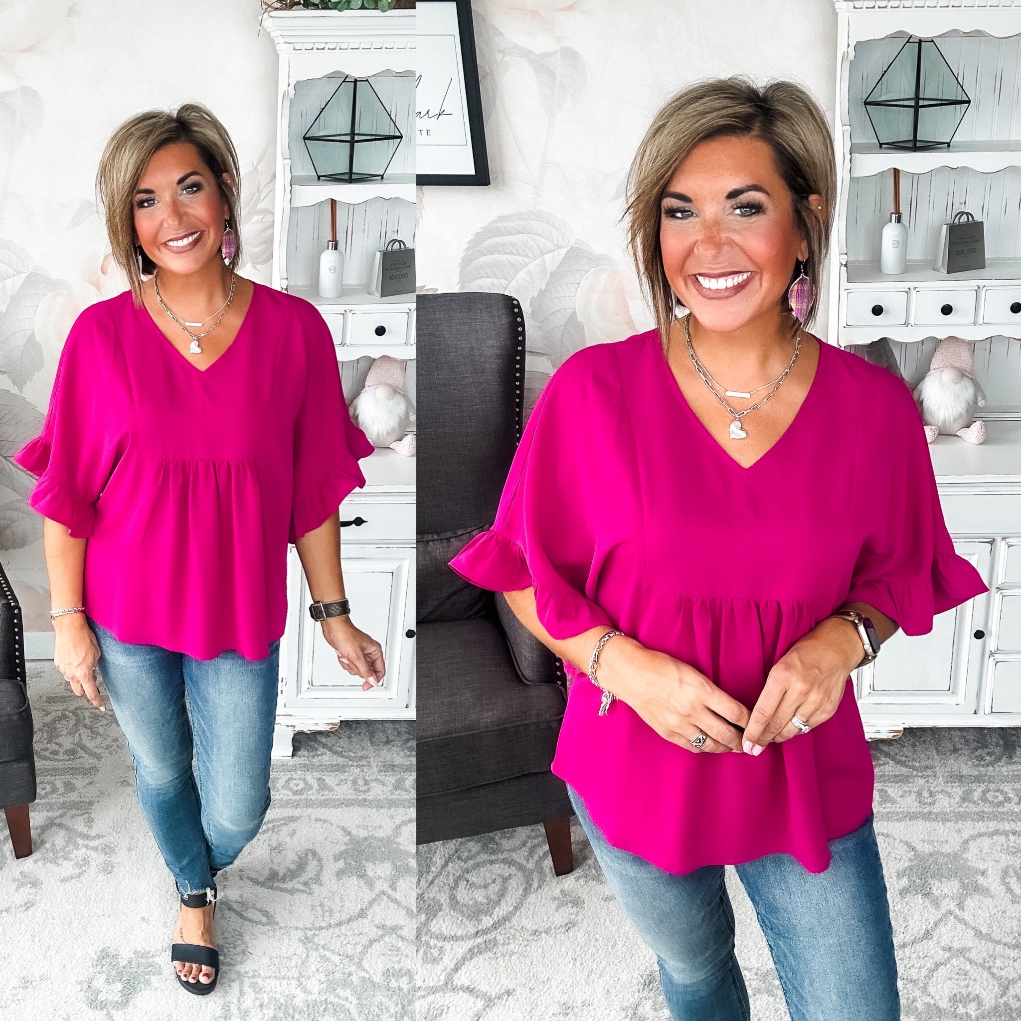 Close to Me Blouse - Magenta