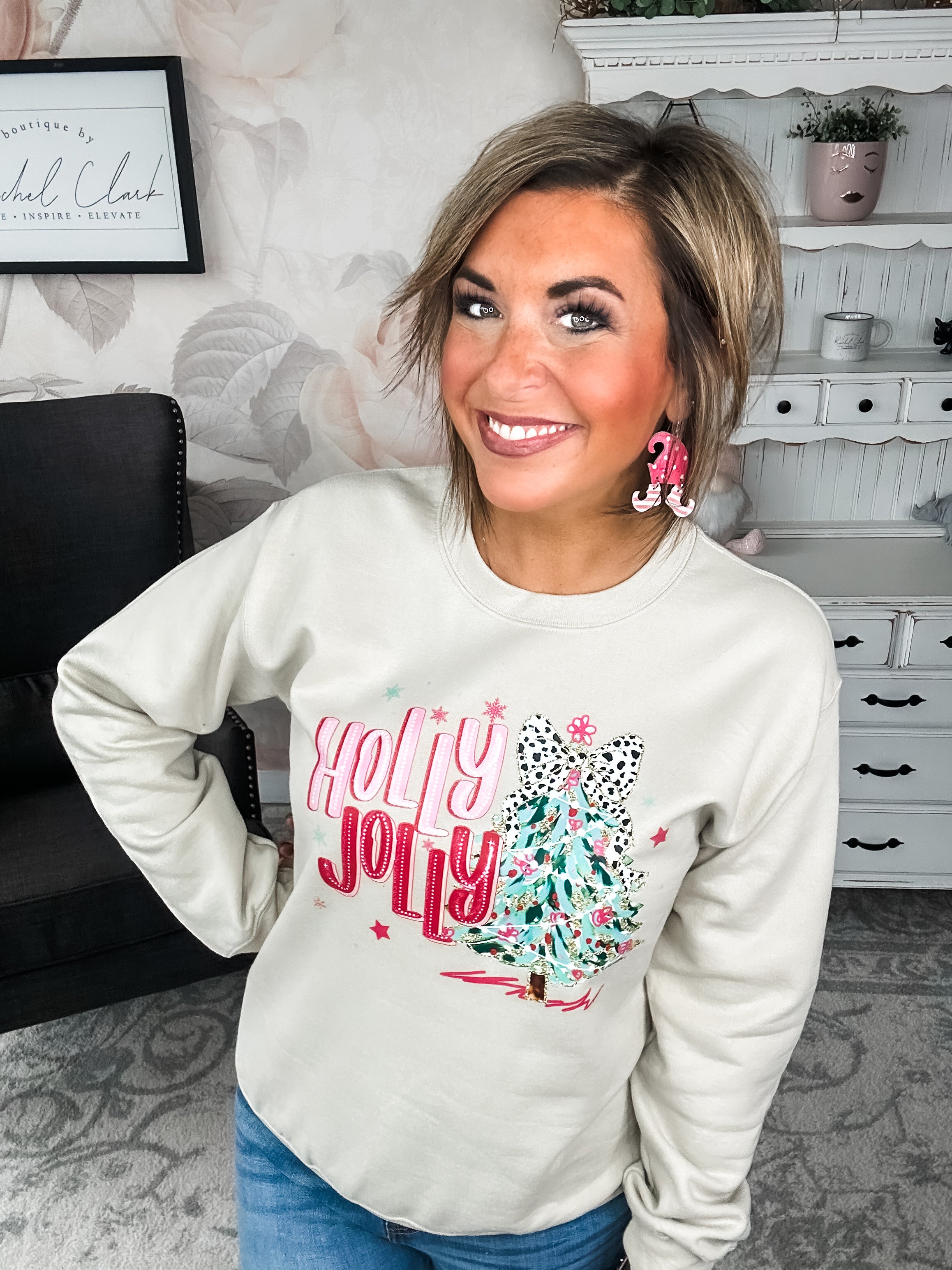 Holly Jolly Sparkle Tree Pullover Sweatshirt