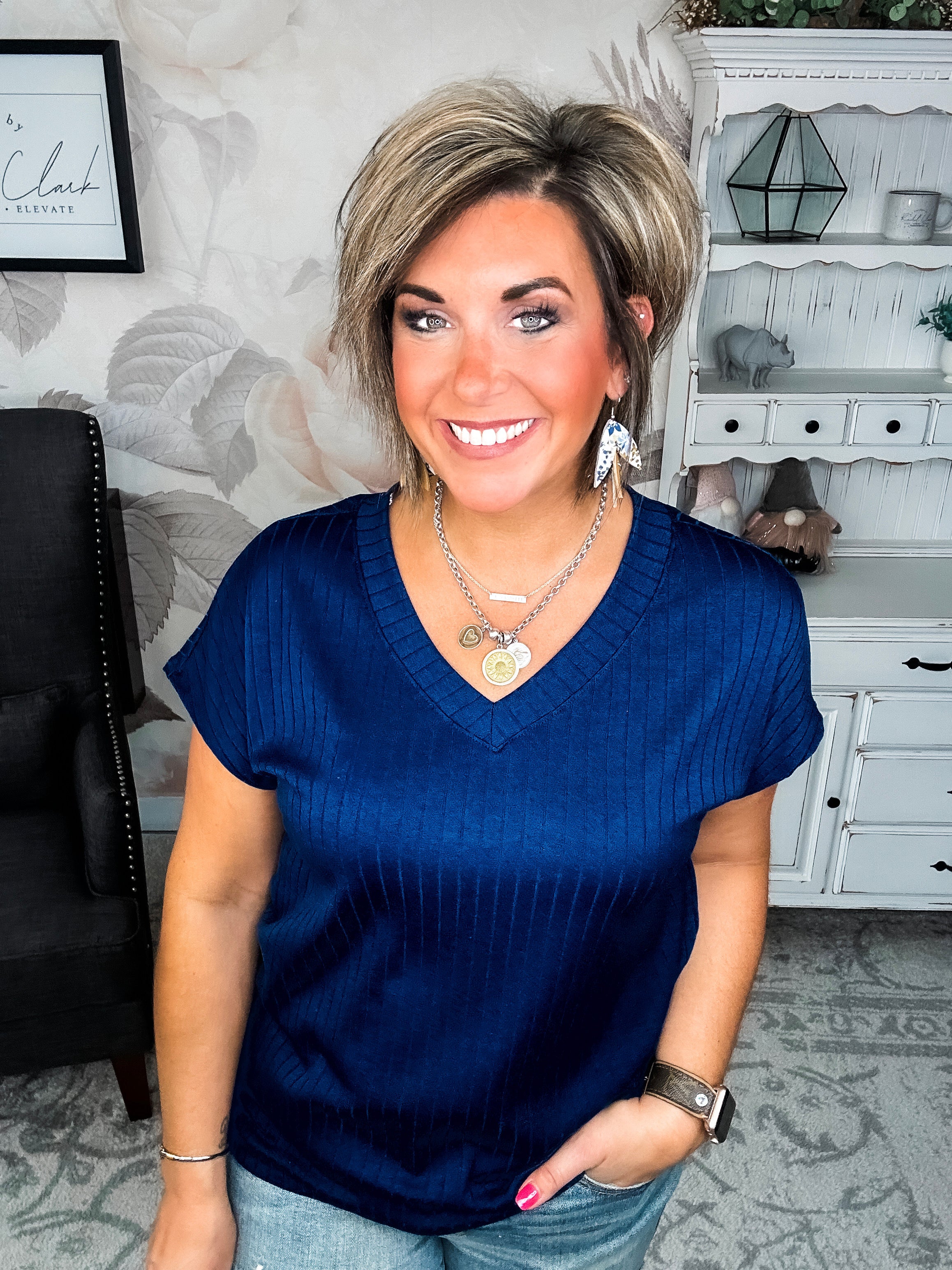 No Stories Here Top - Navy
