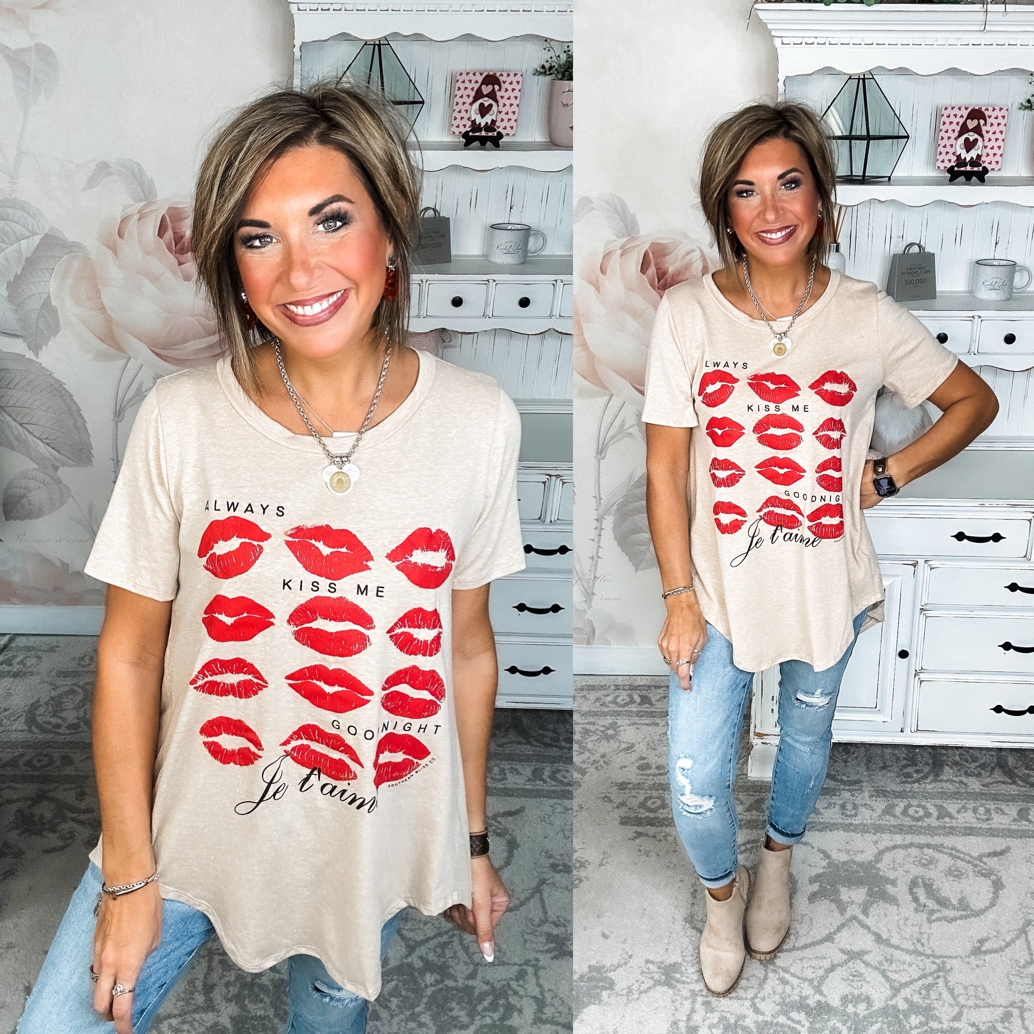 Always Kiss Me Goodnight Scoop Neck Graphic Tee
