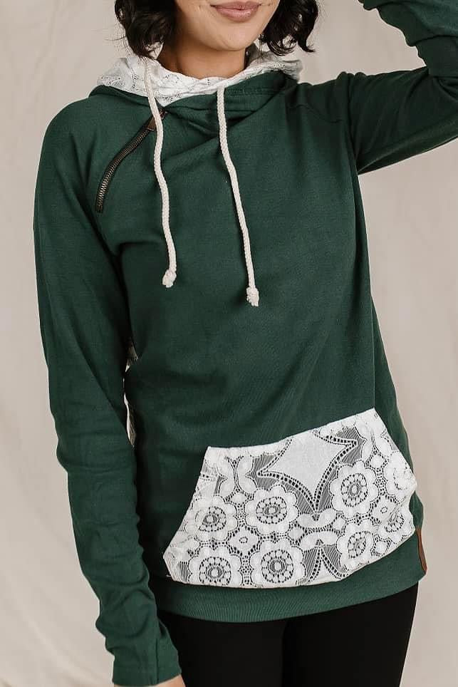 Ampersand Avenue Doublehood™ Sweatshirt - Lovely Lace Evergreen
