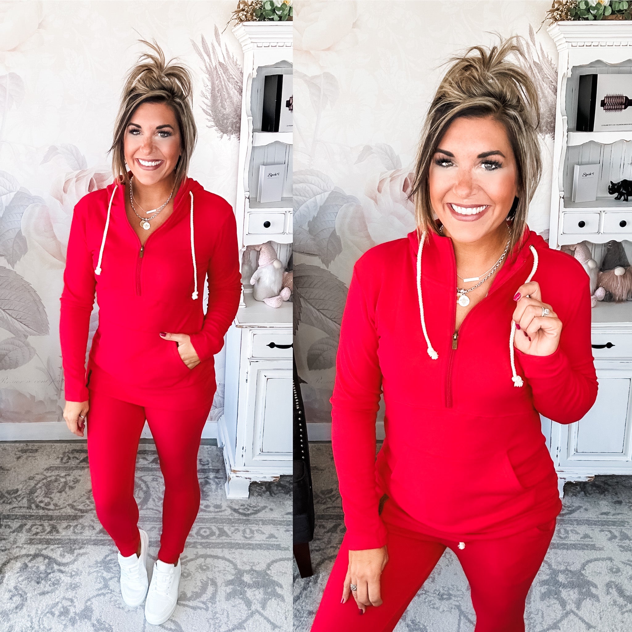 Ampersand Avenue - Halfzip Hoodie Performance Fleece - Candy Apple