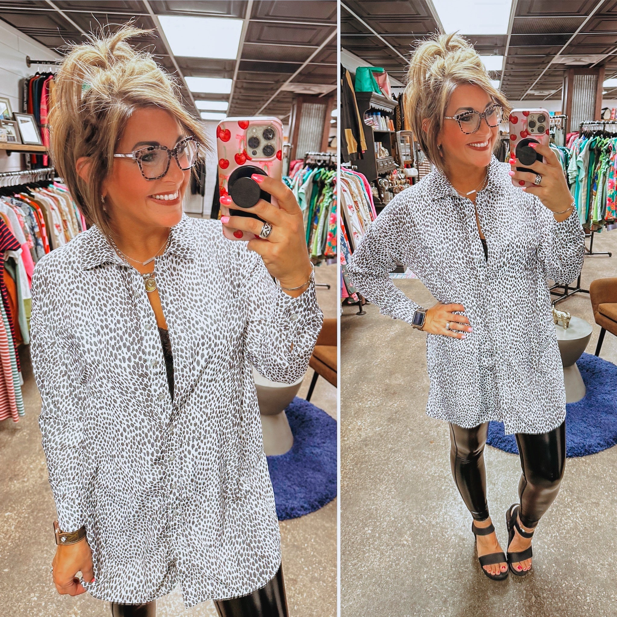 Timeless Smile Leopard Shirt Dress