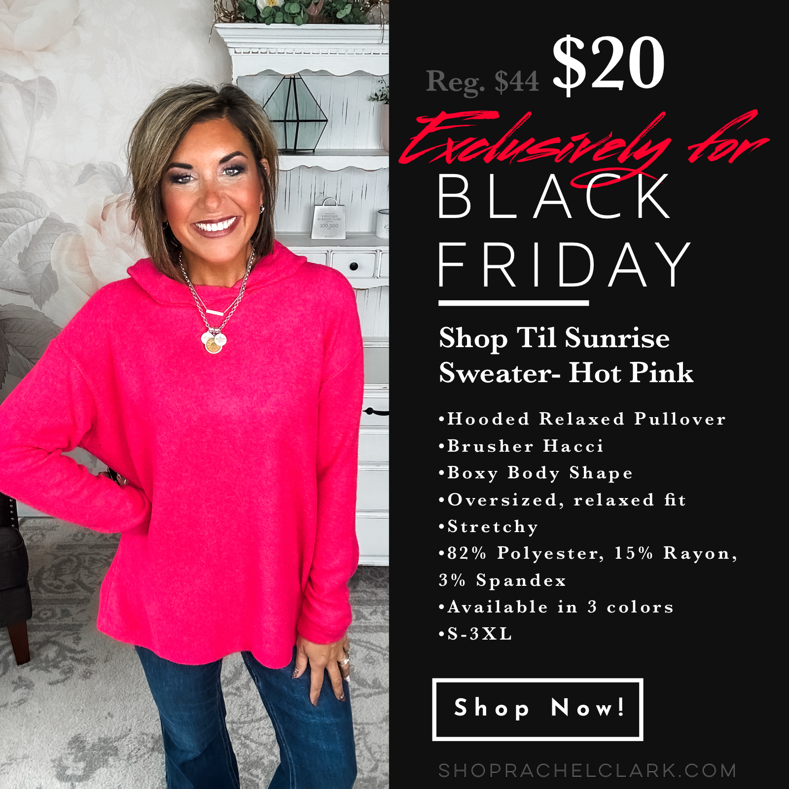 BLACK FRIDAY EXCLUSIVE - Shop Til Sunrise Sweater- Hot Pink
