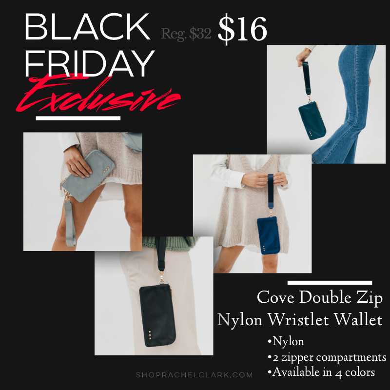 BLACK FRIDAY EXCLUSIVE - Cove Double Zip Nylon Wristlet Wallet - Black