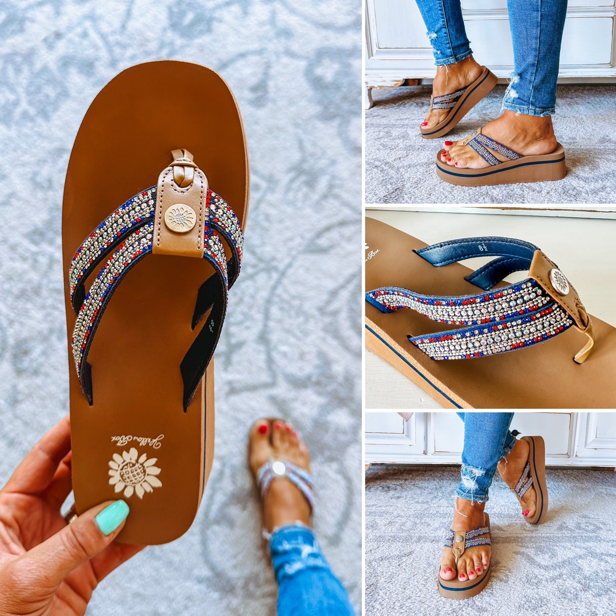 Krista Flatform Sandal - Navy Multi