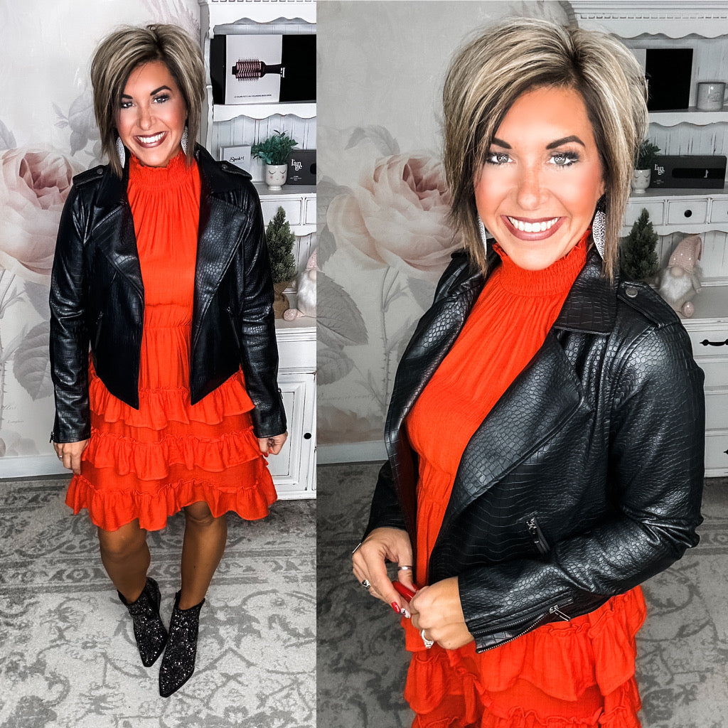 DELAN Red Womenu2018s Biker Jacket