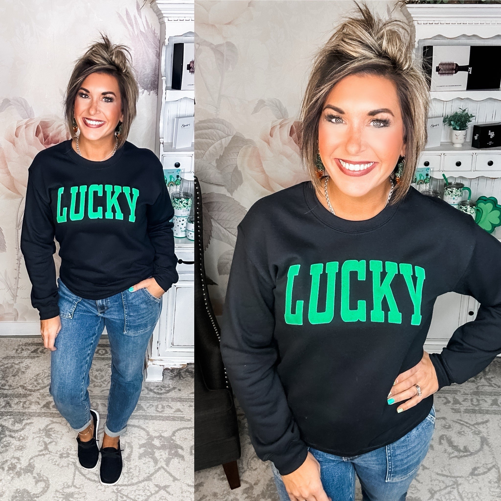 Green Lucky Puff Sweatshirt