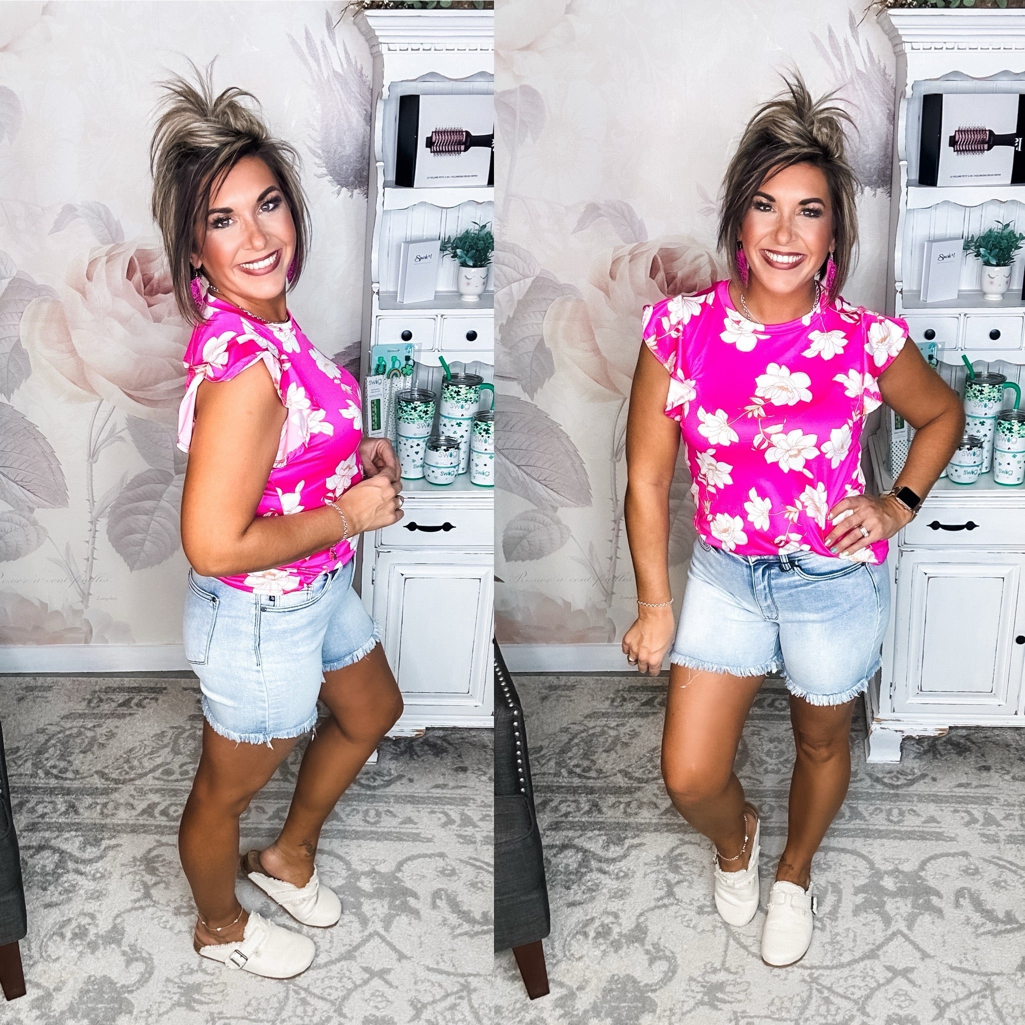 Be Optimistic Top - Fuchsia Floral