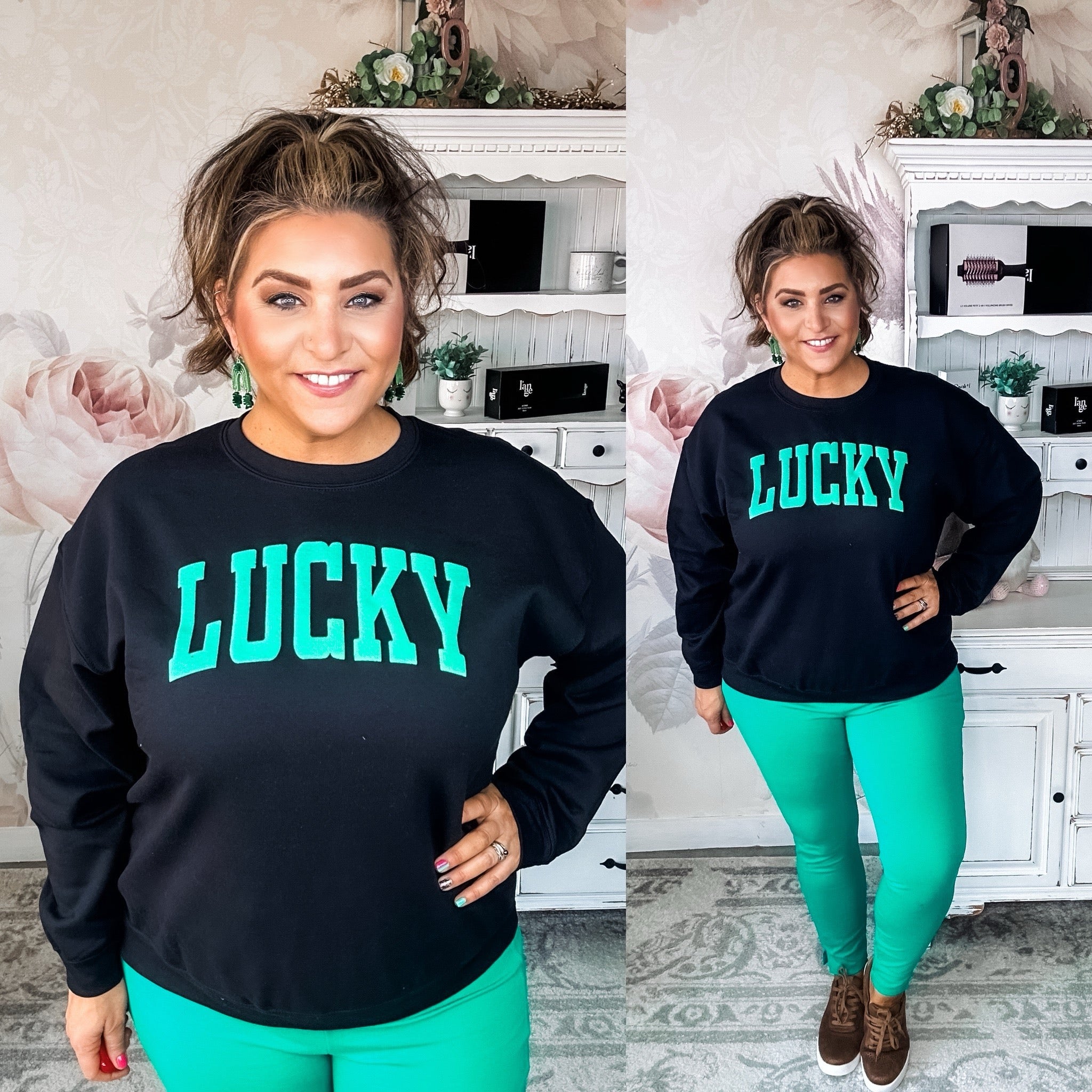 Green Lucky Puff Sweatshirt