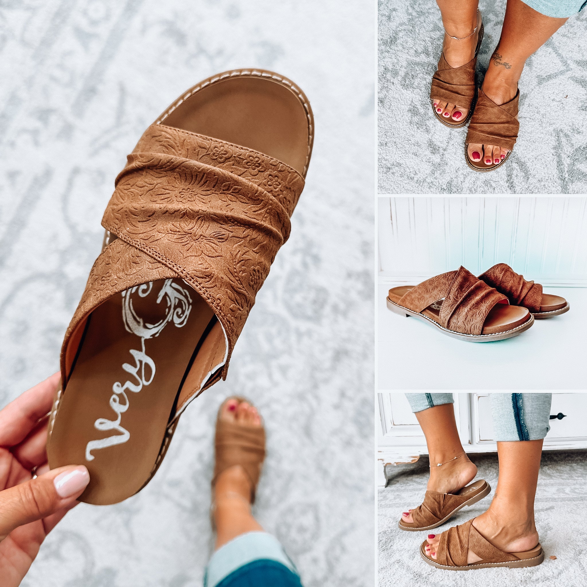 Jolene Tooled Sandal - Tan