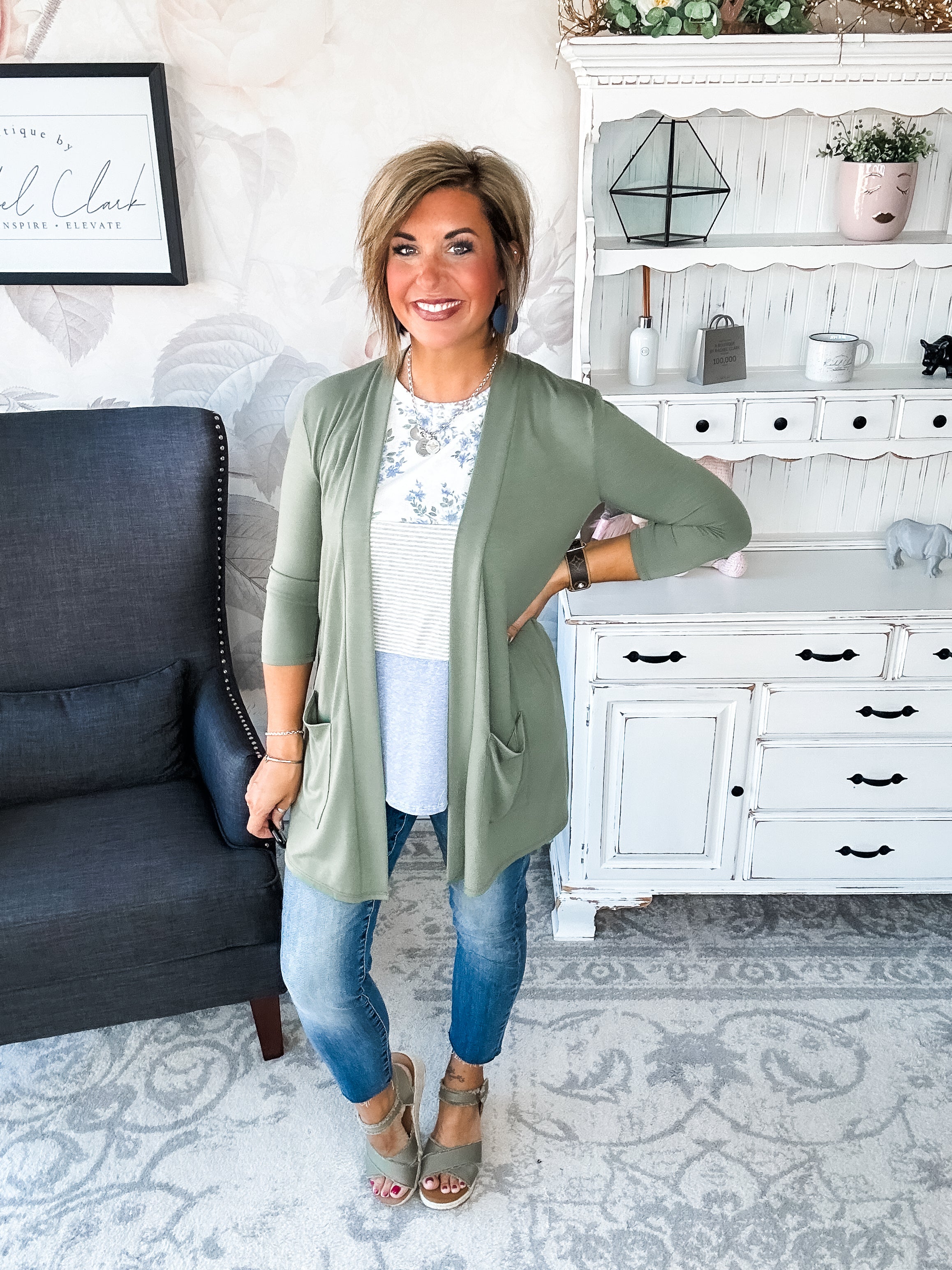 Keep On Going Cardigan - Olive