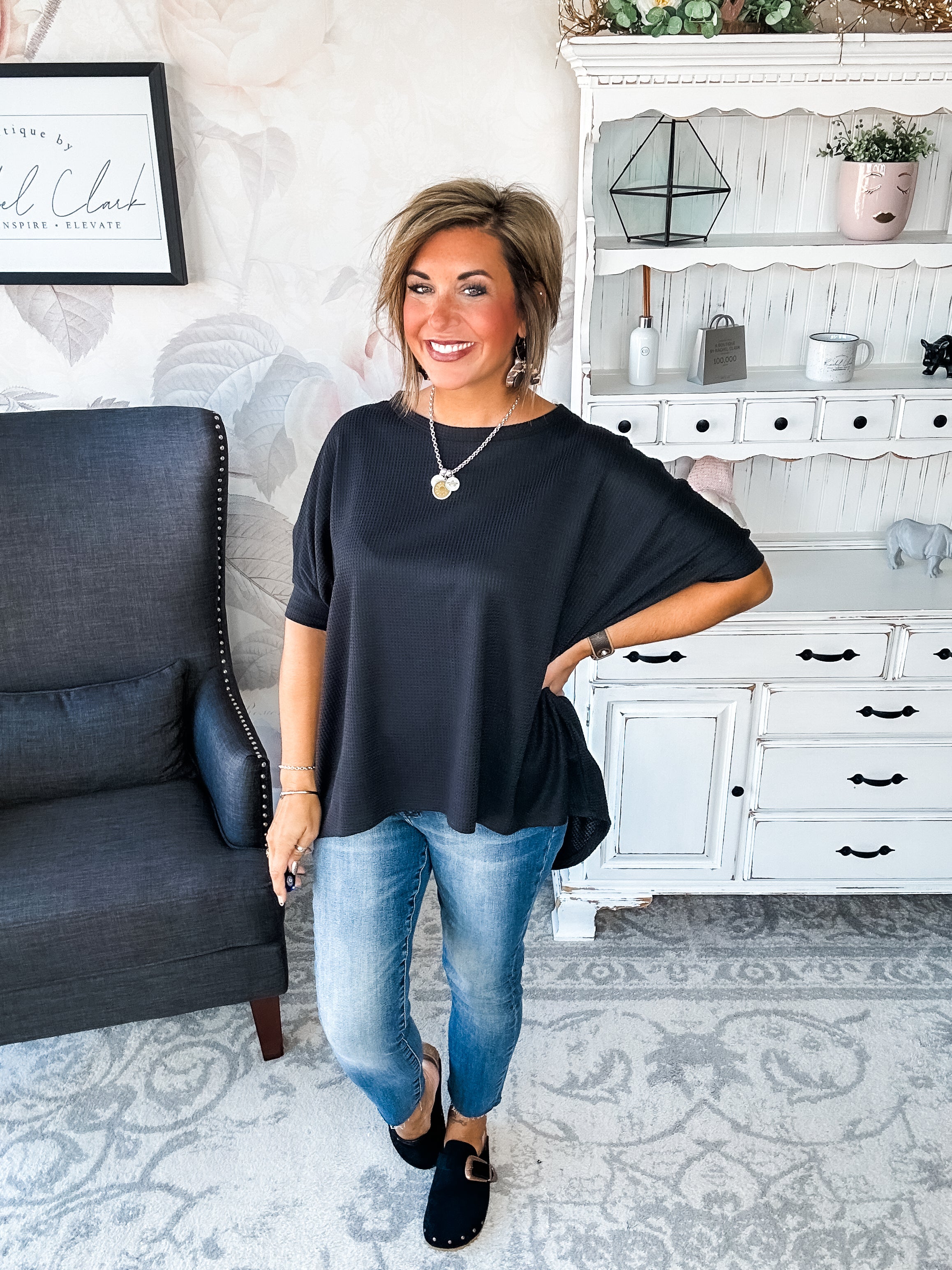 Wonderful Life Boxy Top - Black