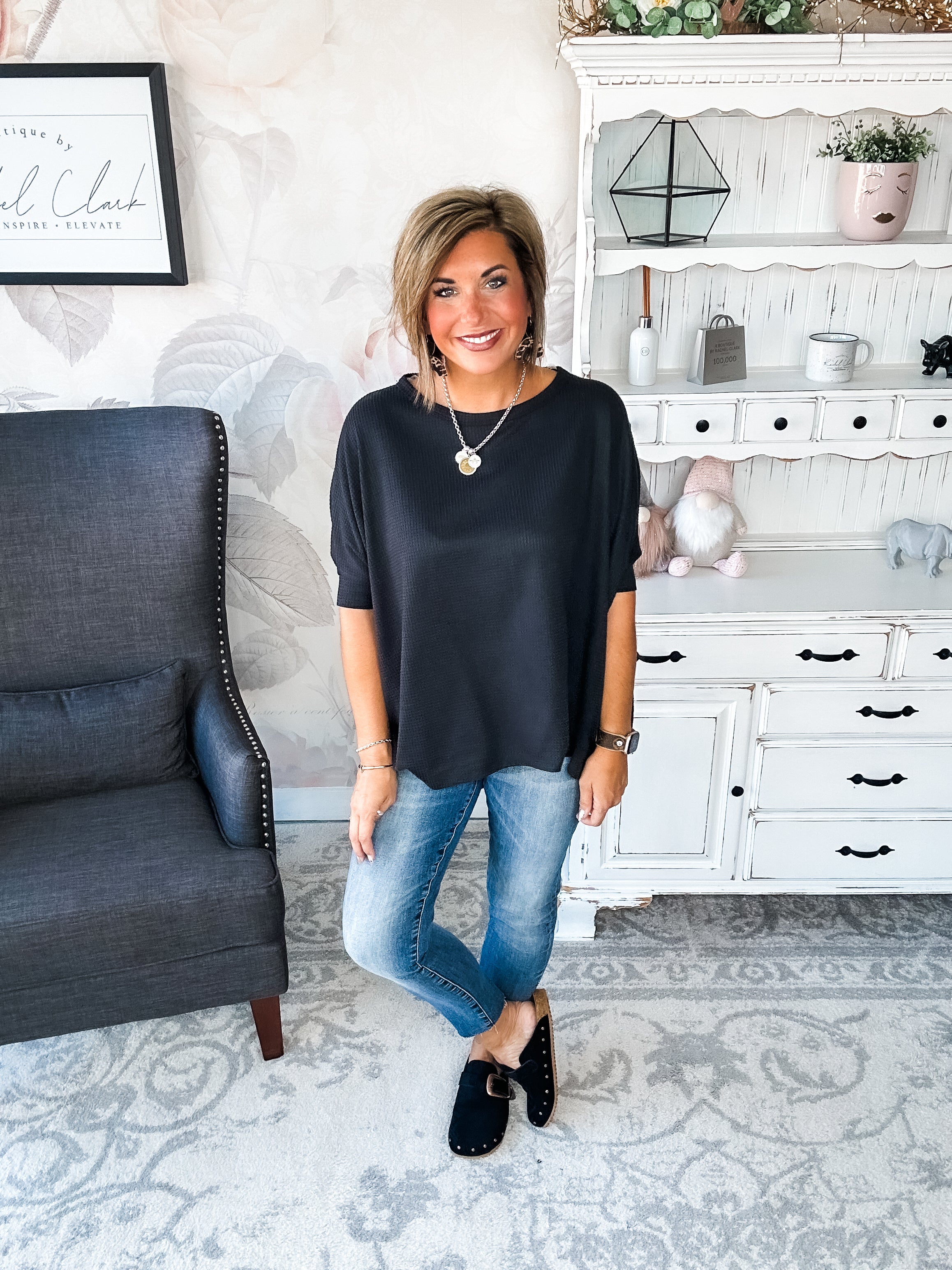 Wonderful Life Boxy Top - Black