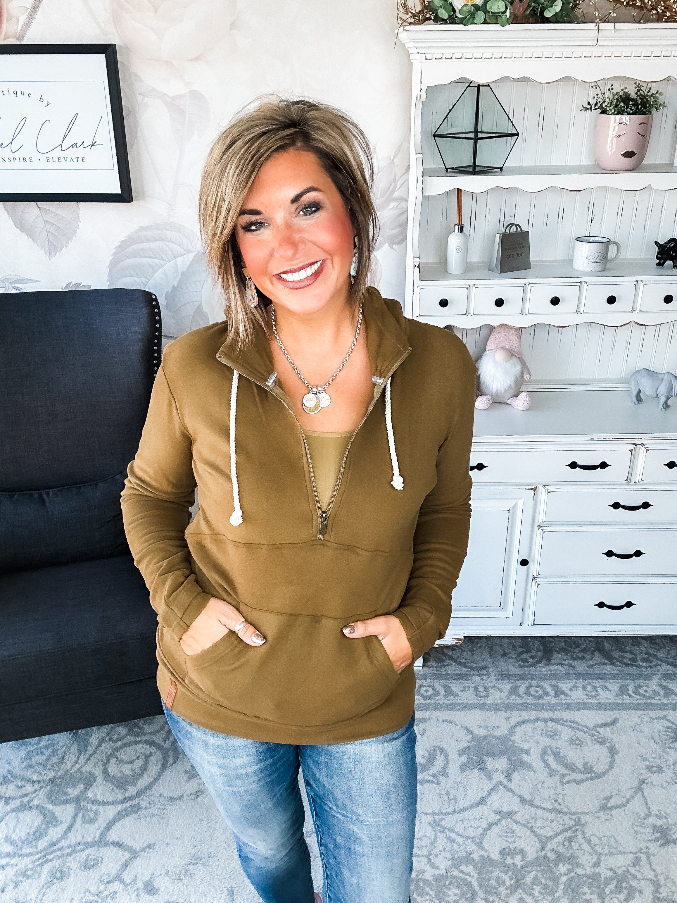 Ampersand Avenue - Halfzip Hoodie Performance Fleece - Lemongrass