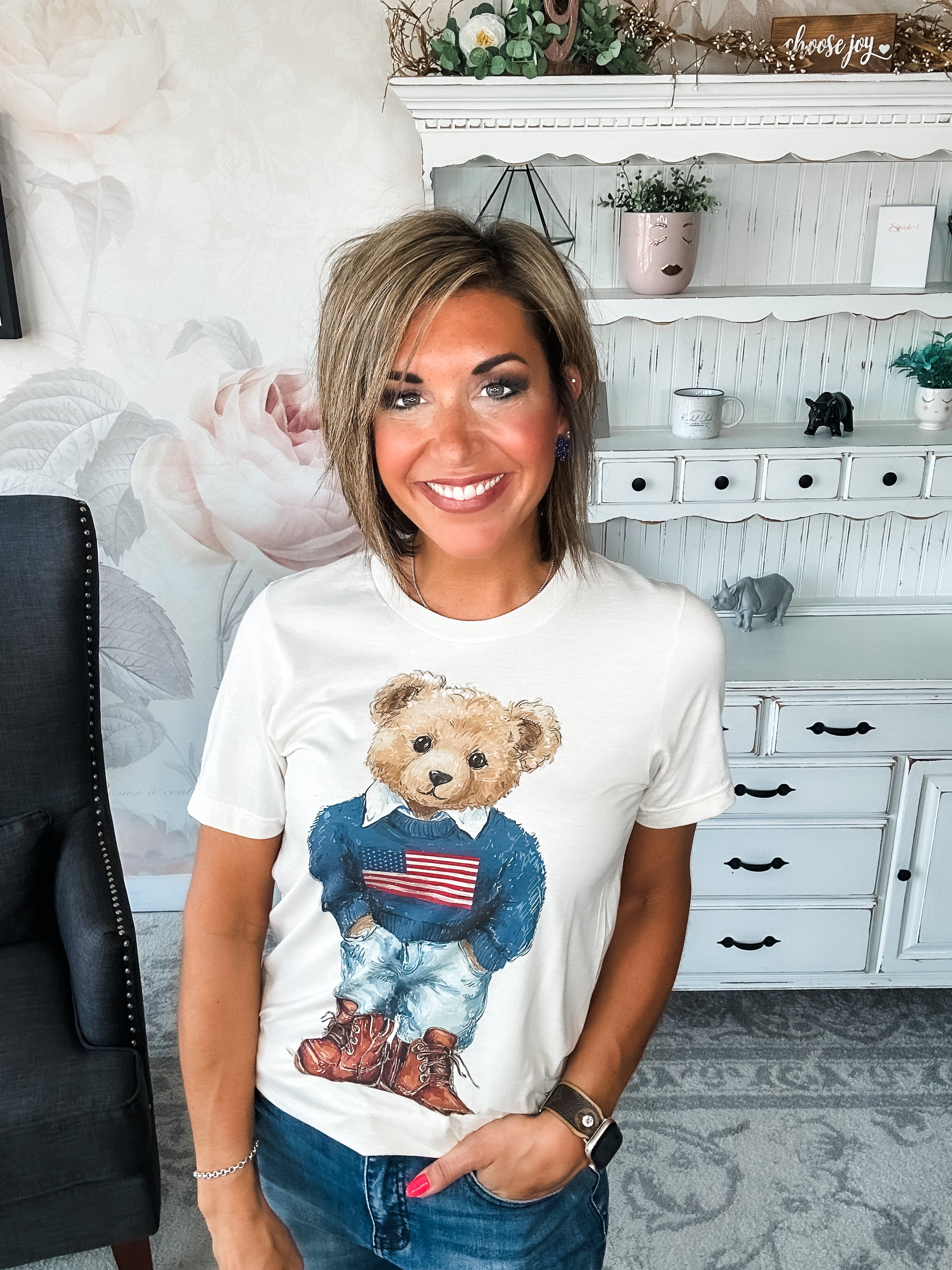 Patriotic Teddy Bear Graphic Tee