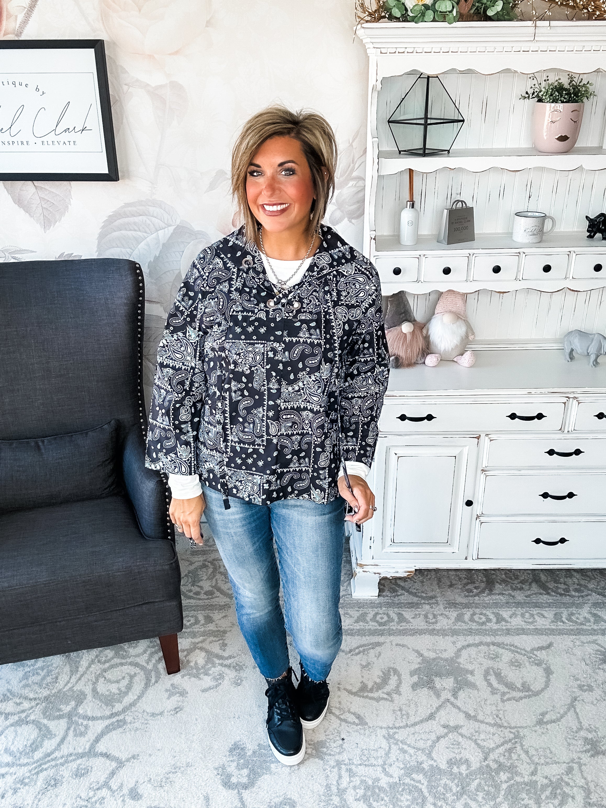 Say We Can Bandana Print Windbreaker