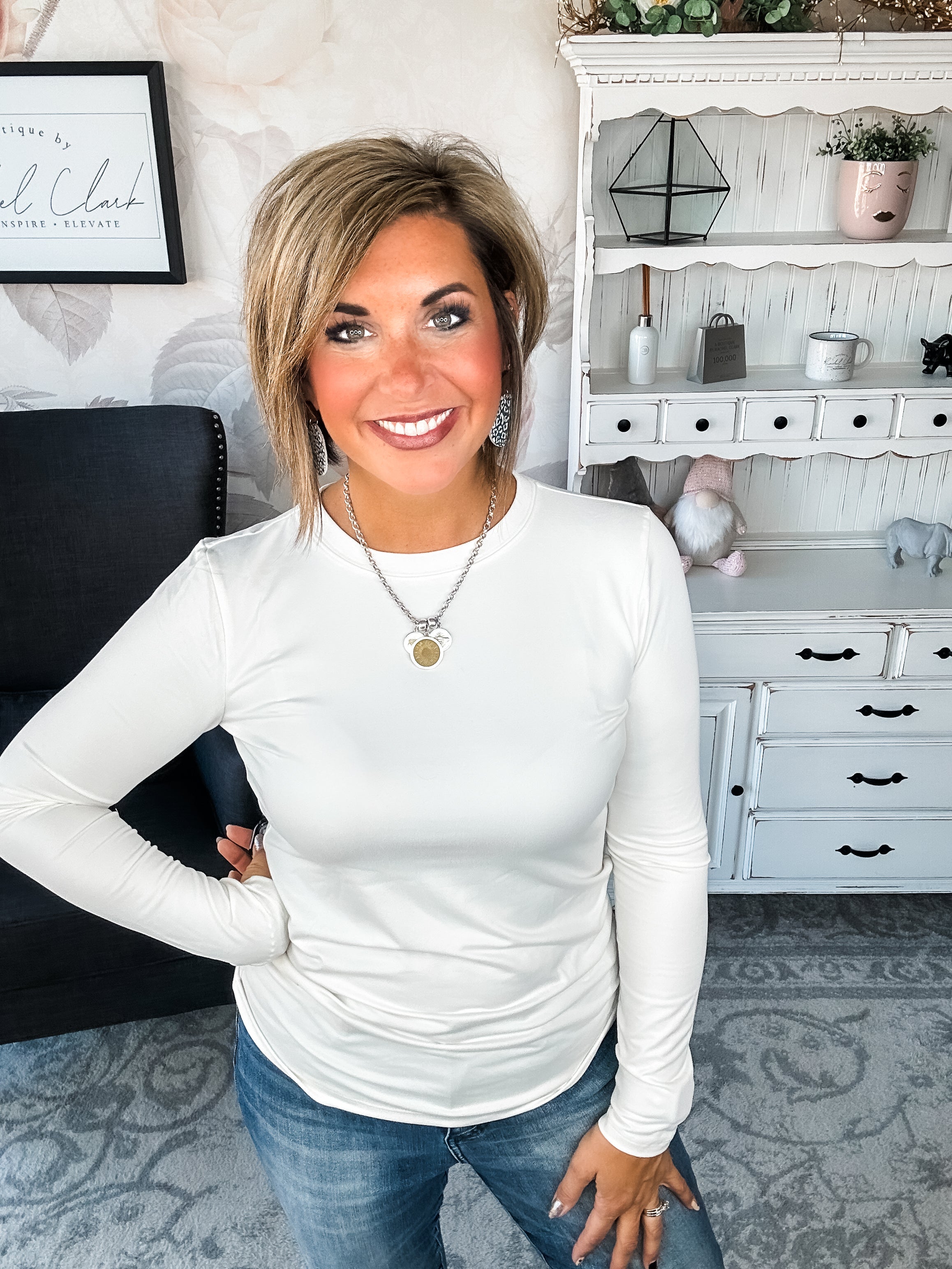 Happy Now Long Sleeve Tee - Ivory